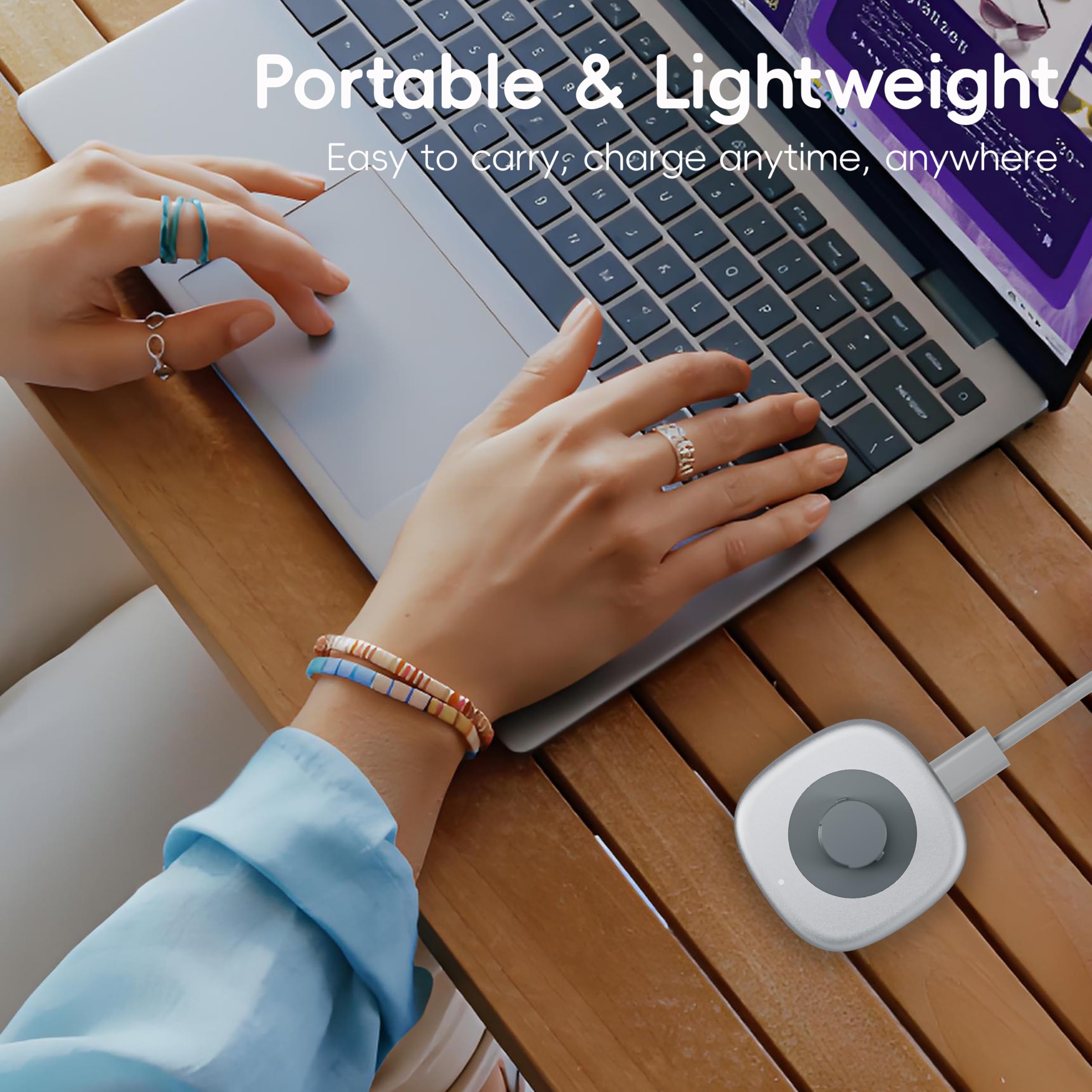 Smart Ring Charger Kompatibel mit Ou-ra Ring 4, Schnellladestation und Typ-C-Kabel (Größe 09)