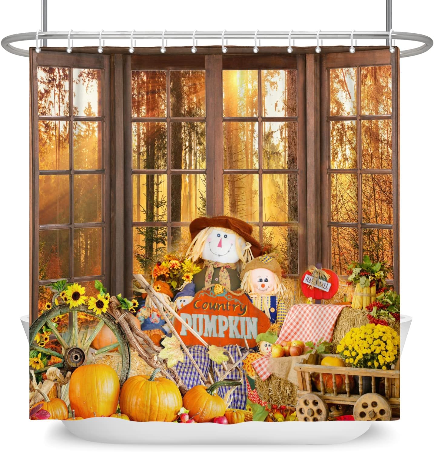 72x72 Inch Thanksgiving Pumpkin Fall Shower Curtains for