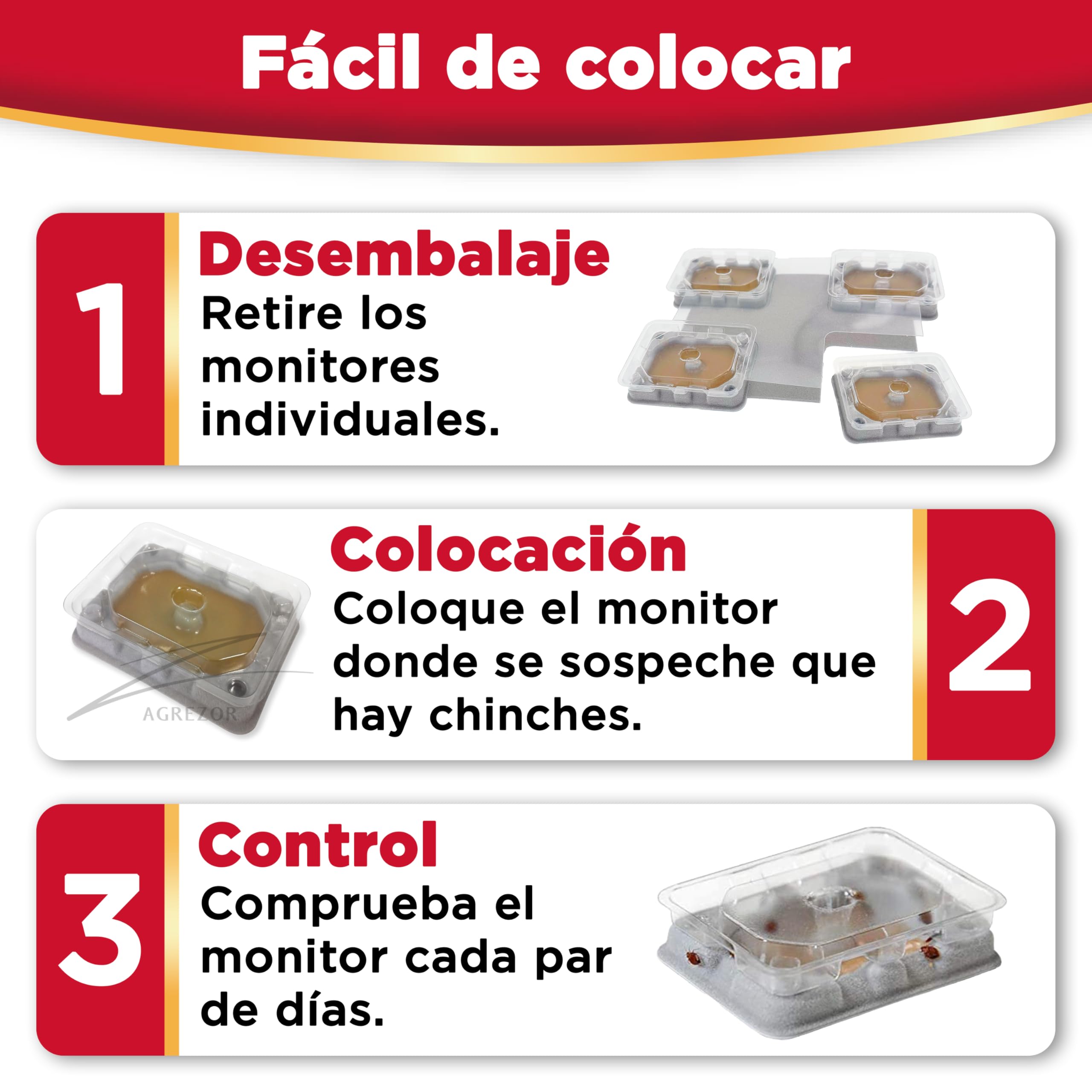 Catchmaster Monitor Biodegradable contra Chinches - Prevención y Remedio Único - 4 Unidades de 7 cm x 5 cm
