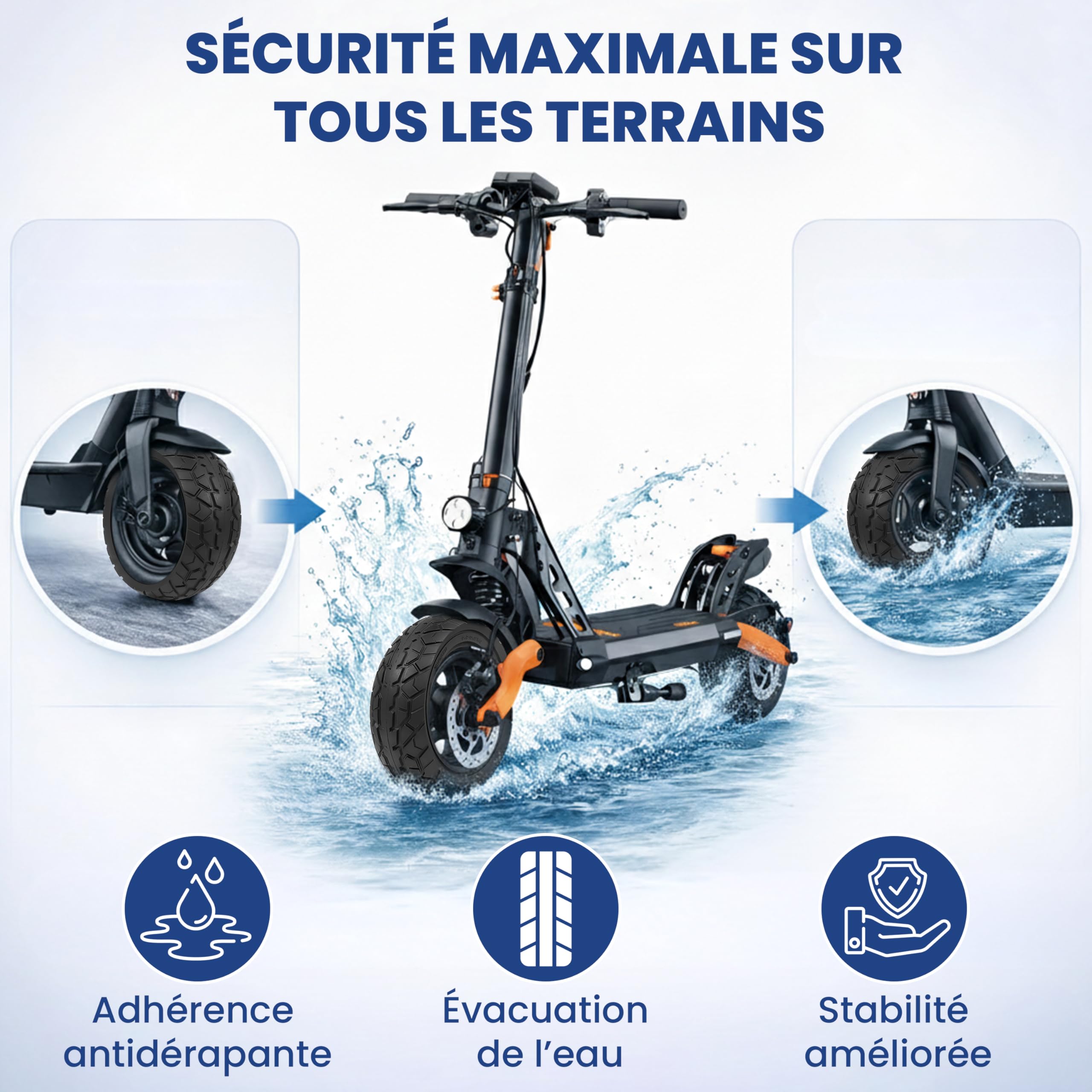 ANSENI Pneu Plein 9X3.0-5.5 pour Kukirin G2 Pro Trottinette Électrique | Roue 9 pouces,Pneu de Remplacement Antidérapant et Anti-crevaison pour Trottinette électrique(1 Roue)
