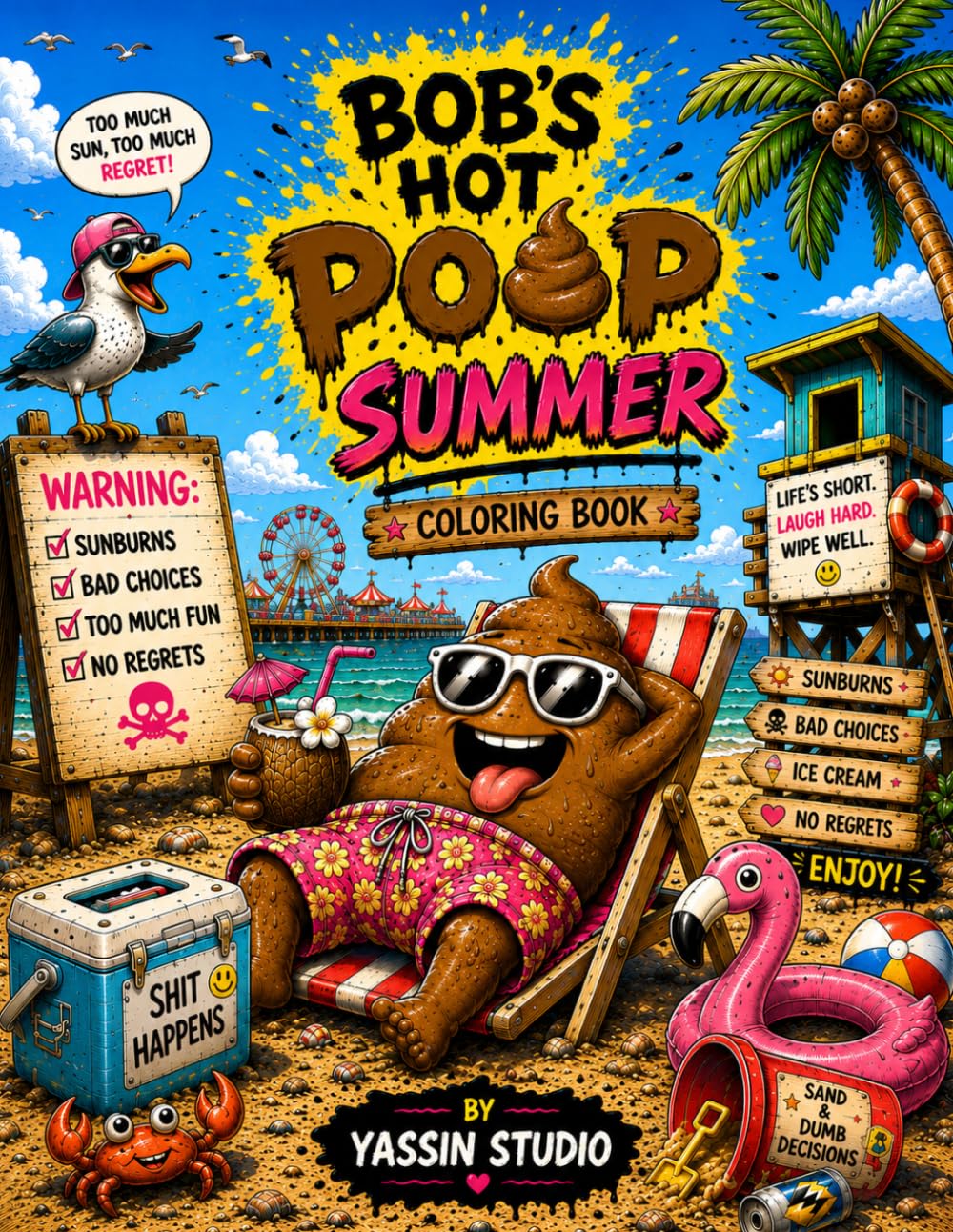 Bob’s Hot Poop Summer: A Hilarious Adult Coloring Book of Beach Disasters, Vacation Fails, Silly Poop Humor, Stress Relief, Relaxation, and Laugh-Out-Loud Chaos