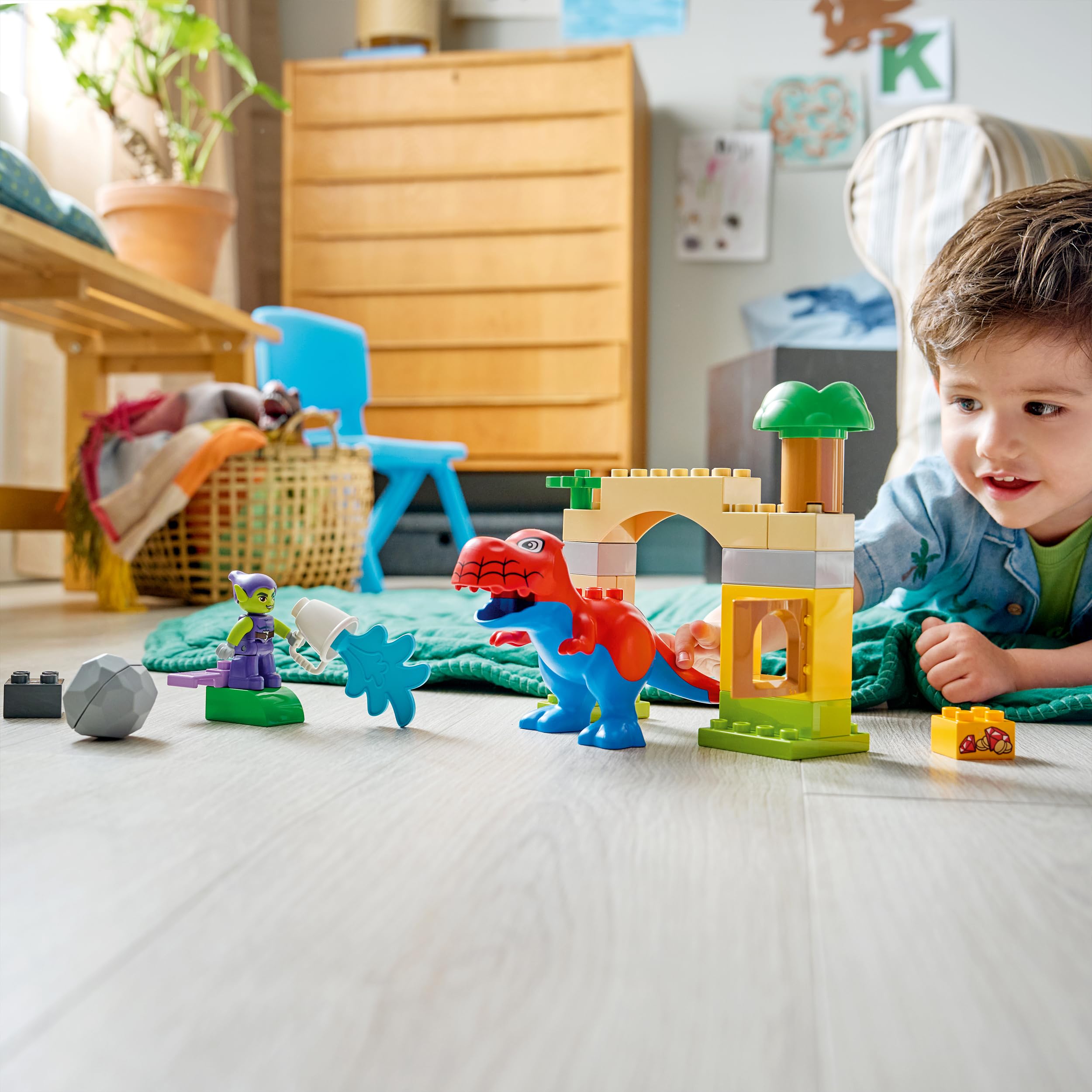 LEGO Duplo Marvel Dinosaurio Spidey-Rex vs. Duende Verde - Juego Educativo para la Motricidad Fina - 2 Figuras Inc. Spidey T. Rex - Juguete de Superhéroes - Regalo para Niños de 2+ Años - 10463
