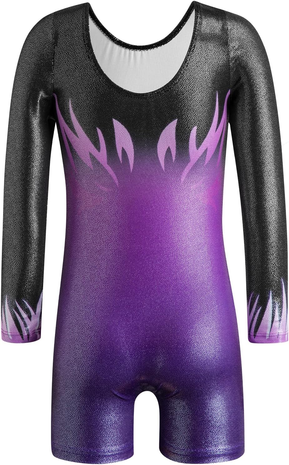 Belovance Gymnastics Leotards for Girls Toddler Tumbling Outfits Kids Long Sleeves Biketard Sparkly Diamond Purple Hotpink - Image 2