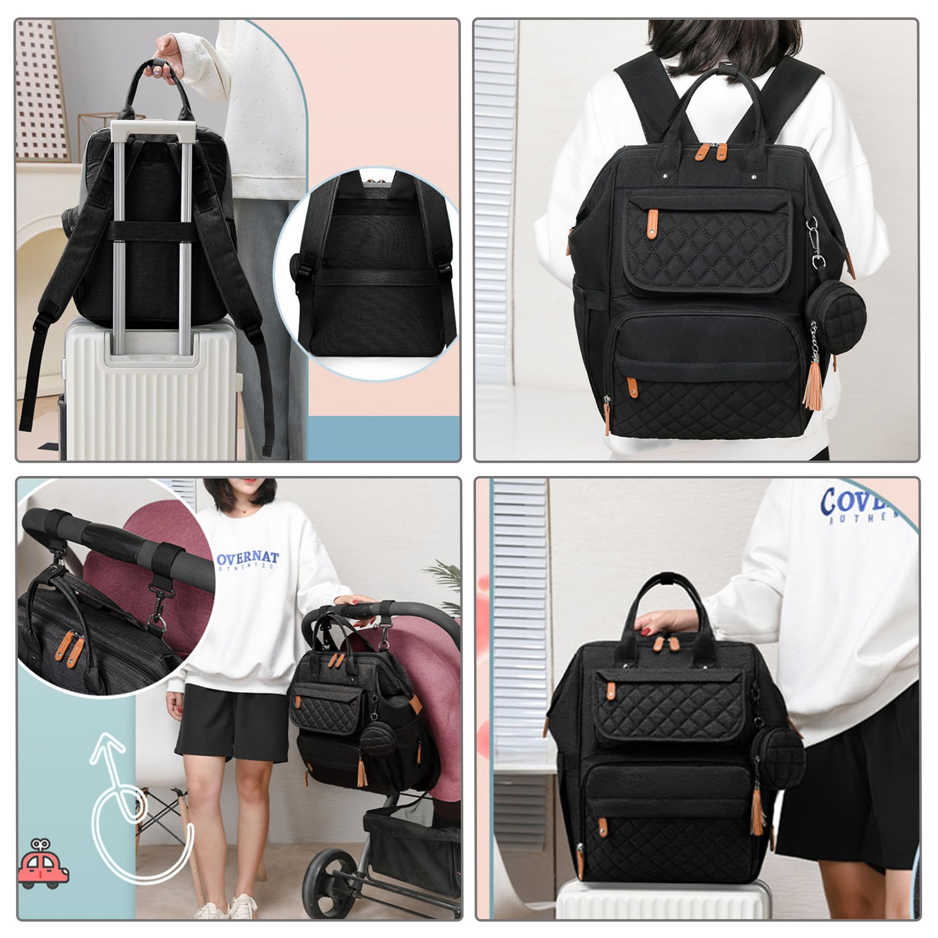 Borsa fasciatoio, grande zaino per bambini, zaino fasciatoio, con fasciatoio portatile, borsa multifunzionale, per mamma e papà