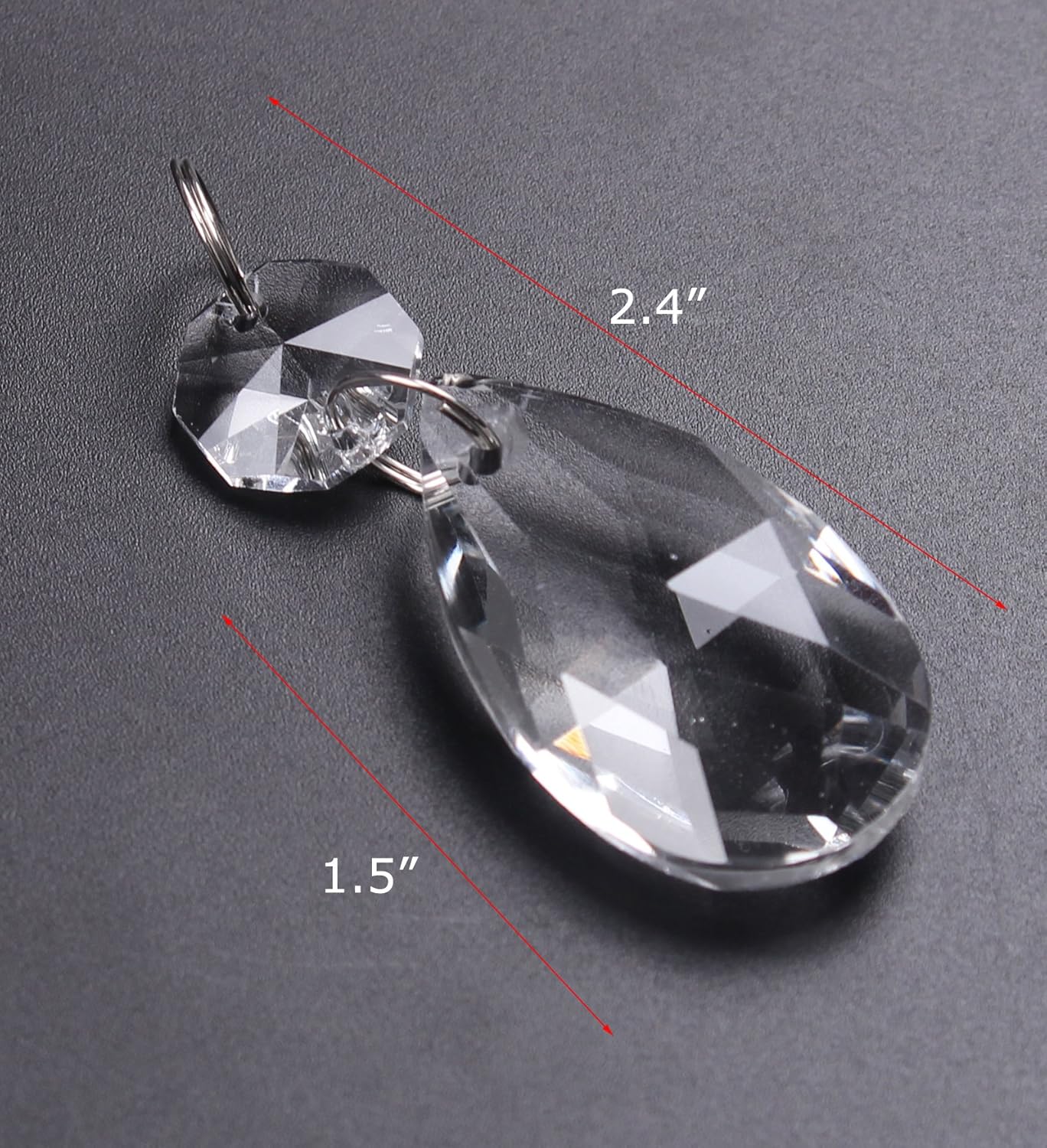 BIHRTC 12Pcs 38mm Clear Crystal Teardrop Crystal Pendants