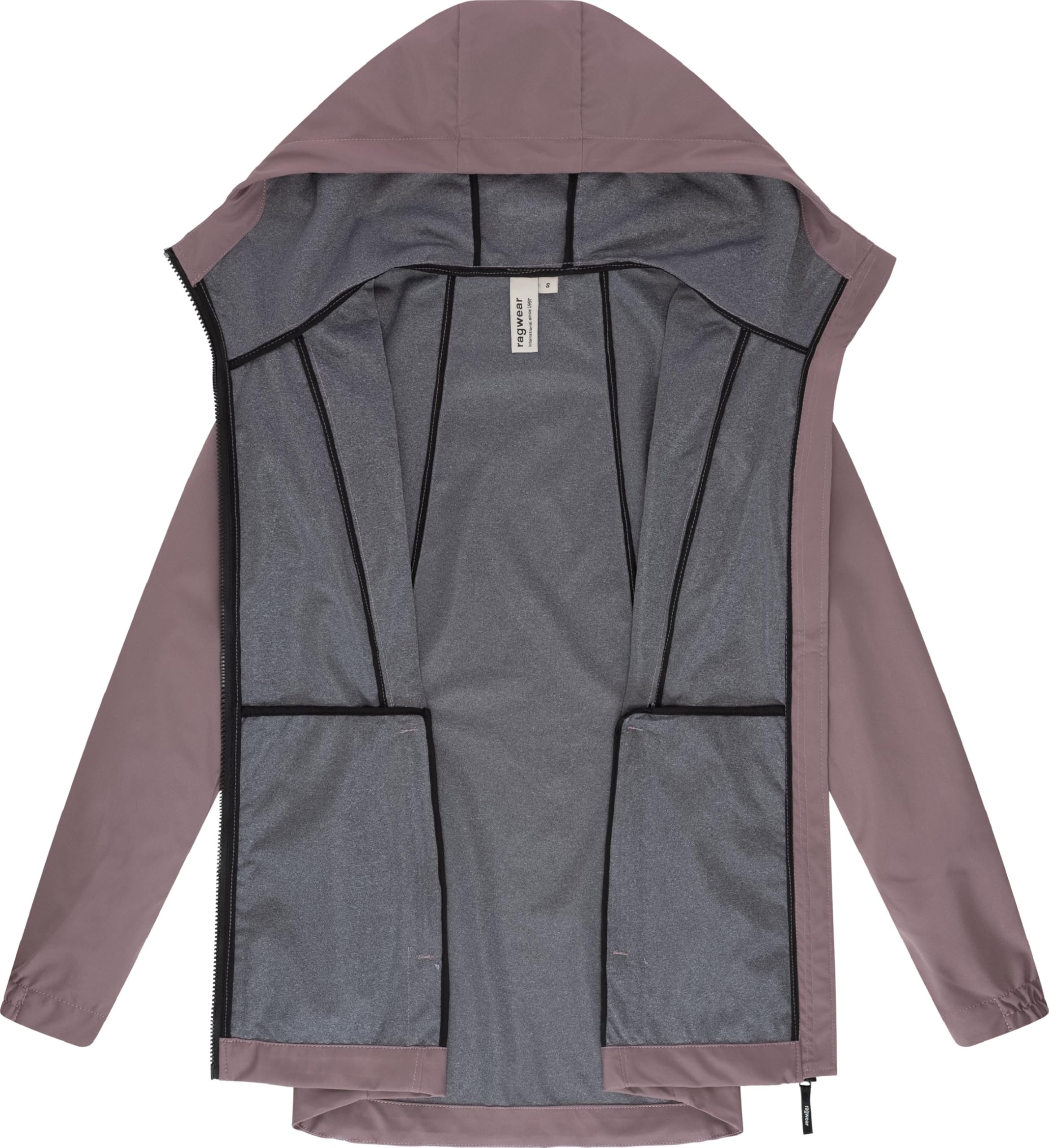 Ragwear Damen lange Übergangsjacke wasserdichter und atmungsaktiver Kurzmantel mit verstellbarer Kapuze Zuzka Sport YOUMODO XS-6XL
