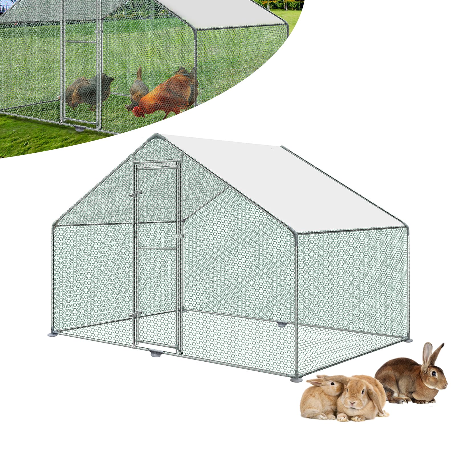 Hühnerstall Geflügelstall Freilaufgehege Metall 3x2x2m