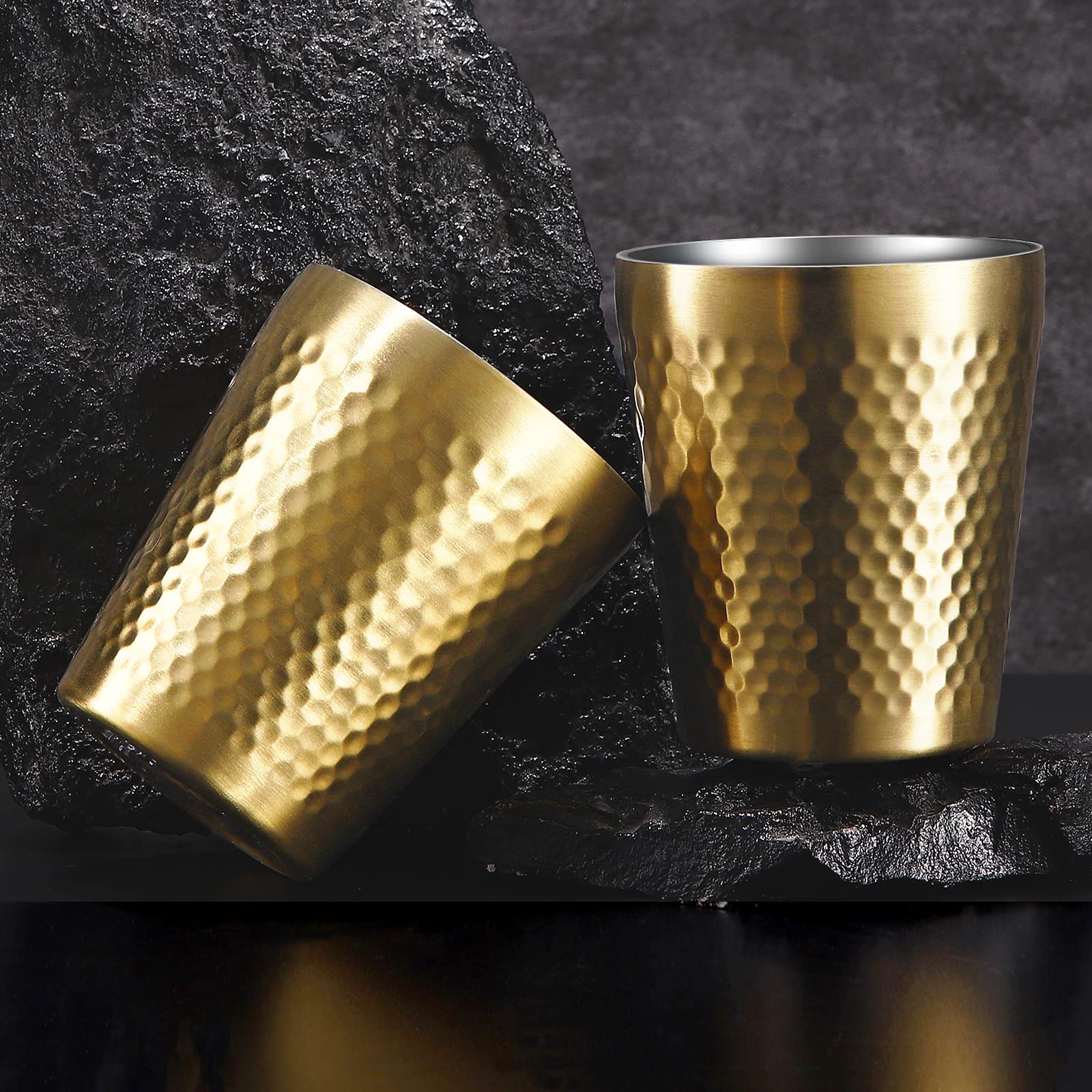 Tasses Isothermes 10oz En Acier Inoxydable - Double Paroi Empilable - Plaqué Titane Or