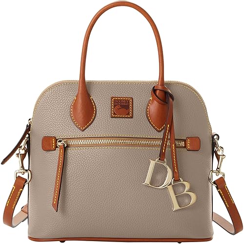 Dooney & Bourke Women's Domed Satchel in Pebble Grain Leather, Large Handbag with Adjustable & Detachable Shoulder Strap