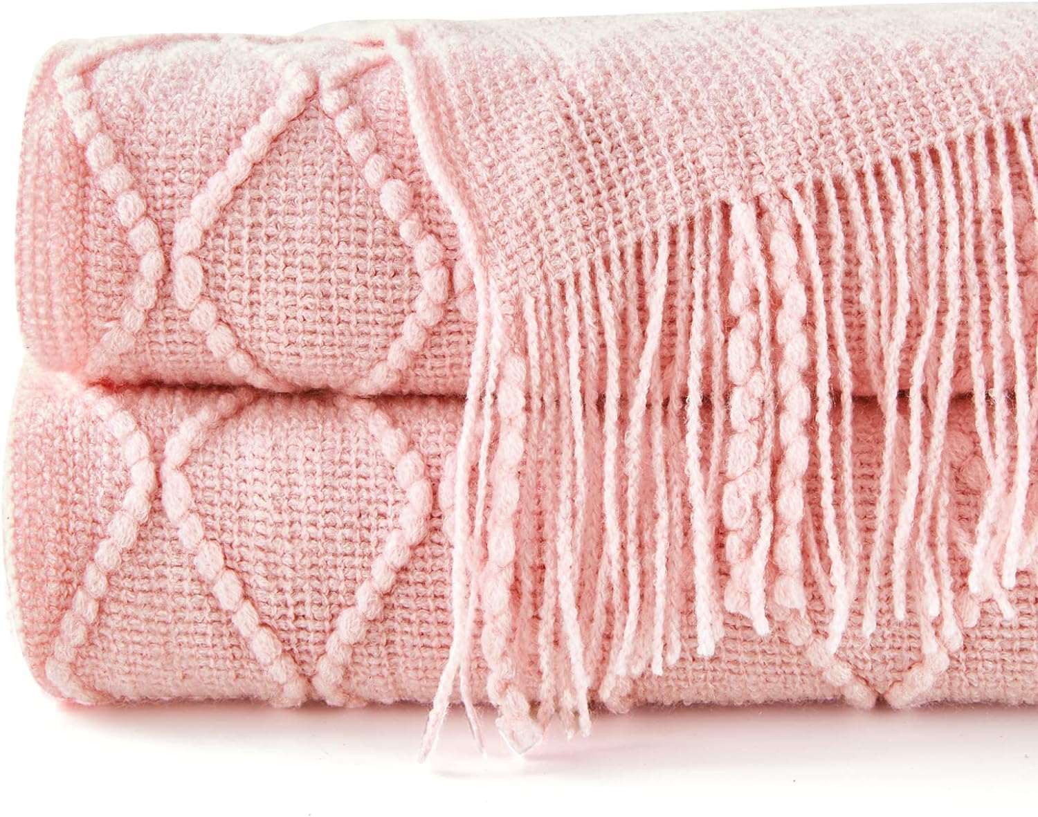 inhand Valentine's Day Gifts Throw Blanket Pink for Couch, Soft Living Room Home Decor Twin Size Knitted Blanket, Outdoor Lightweight Breathable Summer Blanket, Farmhouse Woven Decorative, 60"x80"