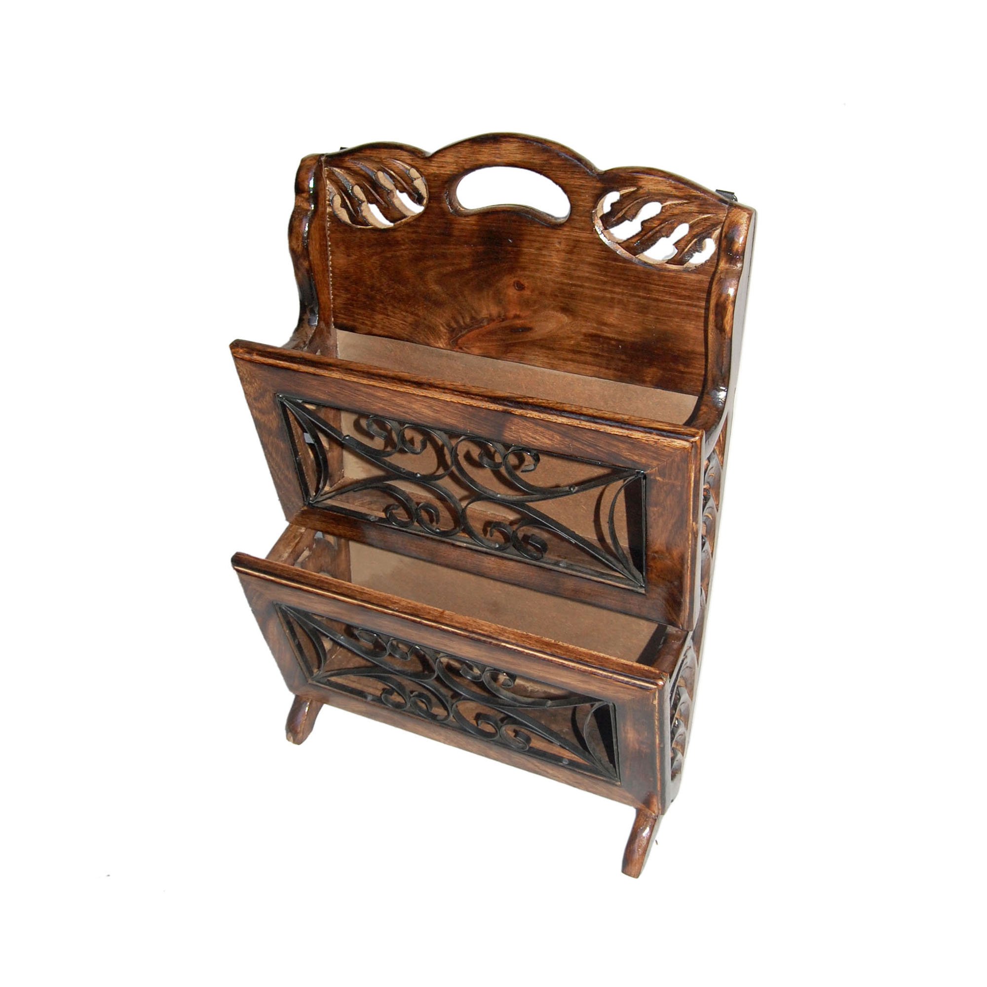 Acme Production Wood and Iron Magzine Newspapers Organizer/Holder