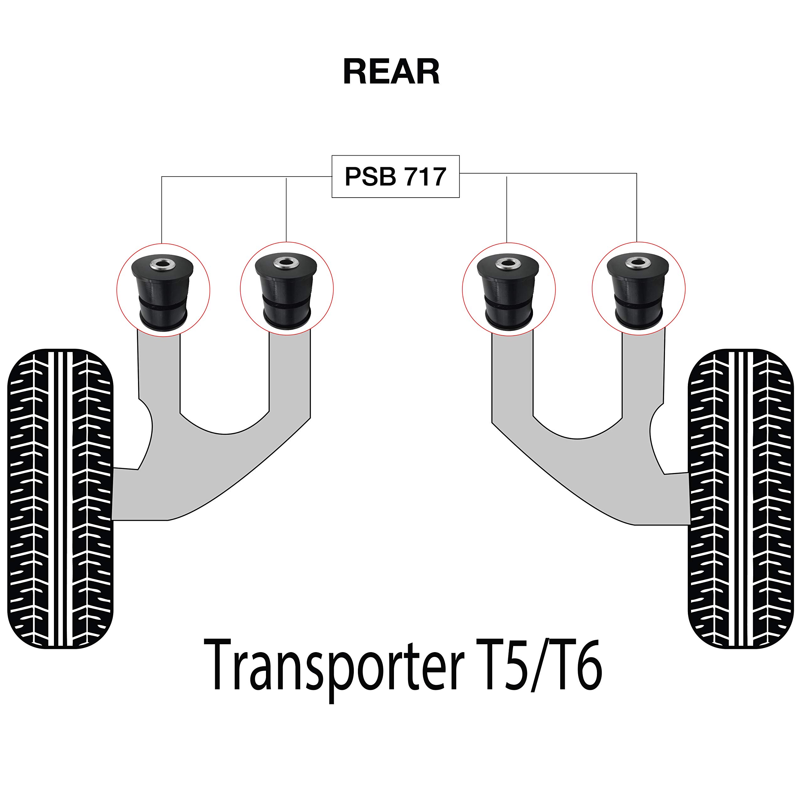 PSB Polyurethane Bush Transporter T5/T6 (03-18) Rear Arm Inner & Outer Bushing Kit - PSB717