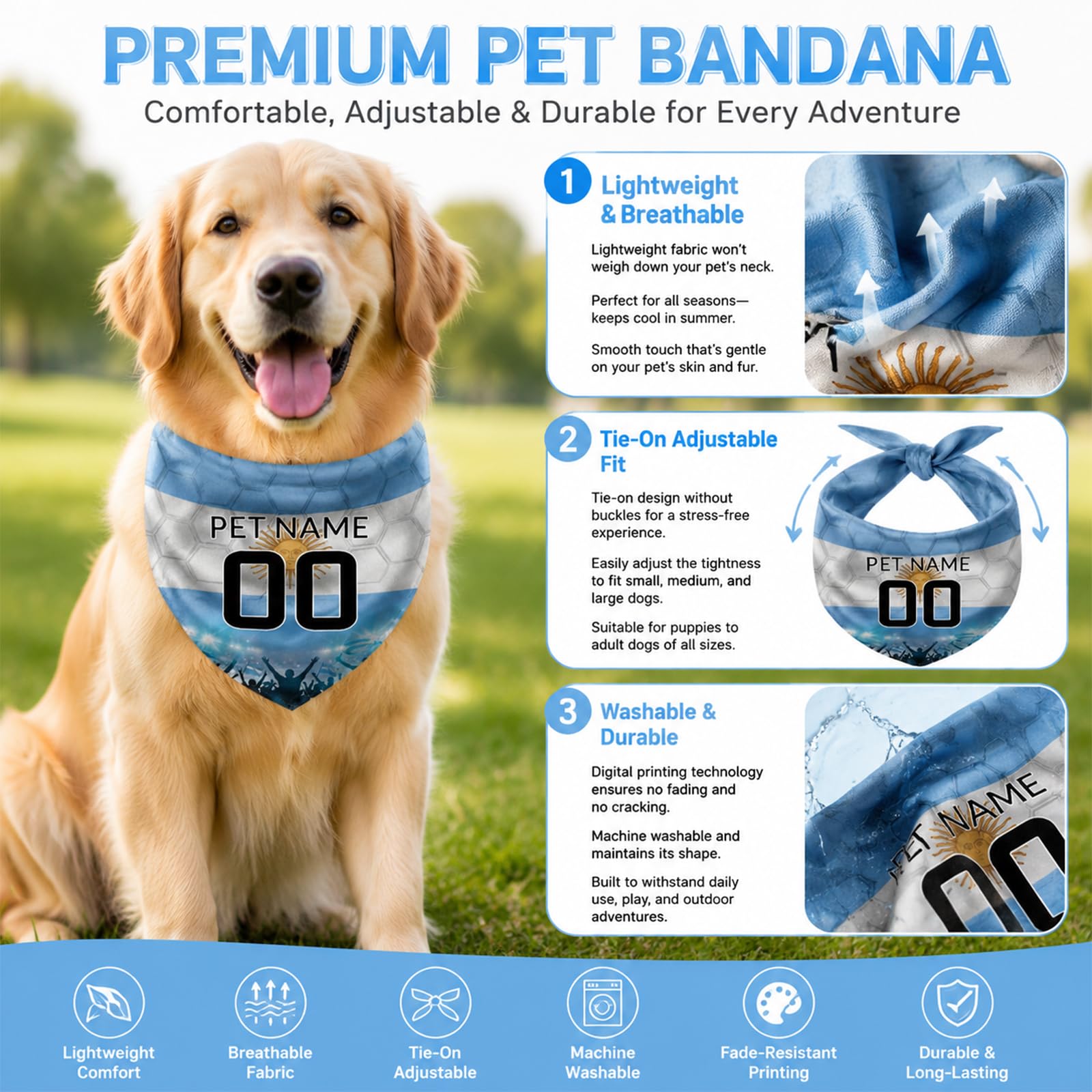 Bandana Personalizzata Per Cani Mondiali 2026, Bandana Calcio Con Nome E Numero, 18 Modelli Bandiere, Brasile