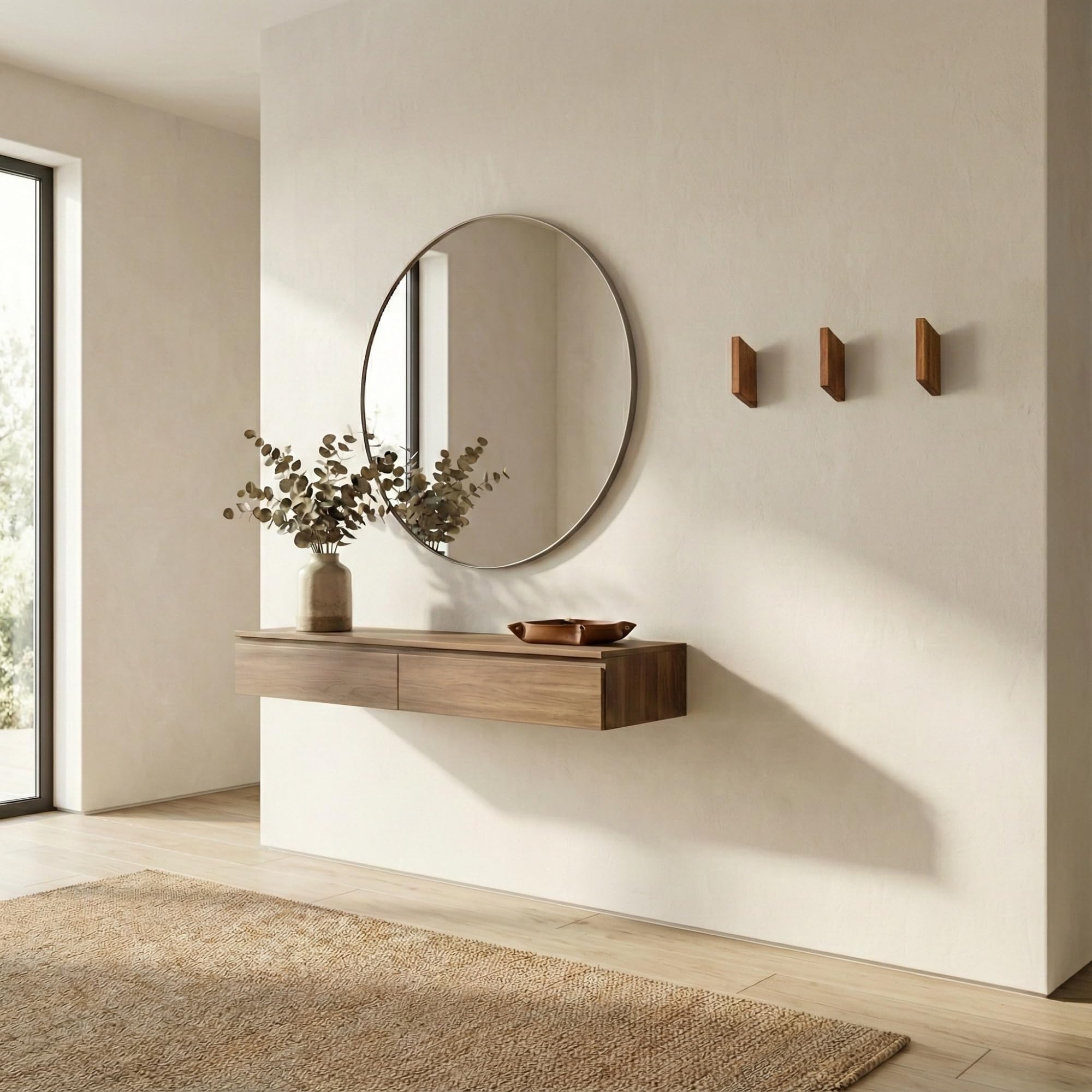 Generisch Moderner Kleider- und Handtuchhalter für Eingangsbereich, Badezimmer, Schrank – moderne Wandhalterung, 3 Stück, Eingangs-Organizer, Wandhaken (Iroko (Afrikanisches Teak)