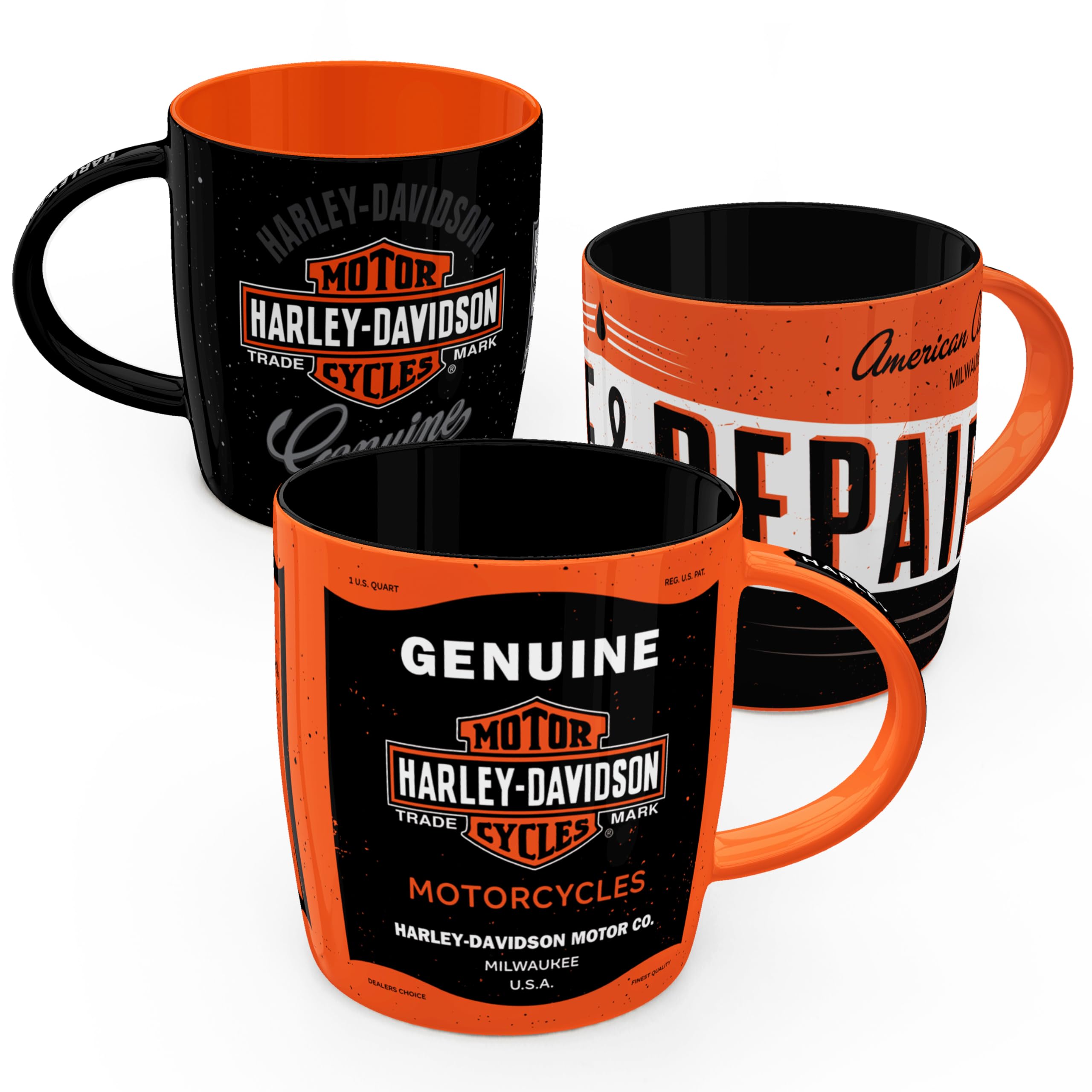 Nostalgic-Art Tasse à café rétro (Lot de 3), 330 ml, Harley-Davidson Set 2 | original Harley-Davidson license product (OLP), mug en céramique, design vintage, Idée cadeau pour motards