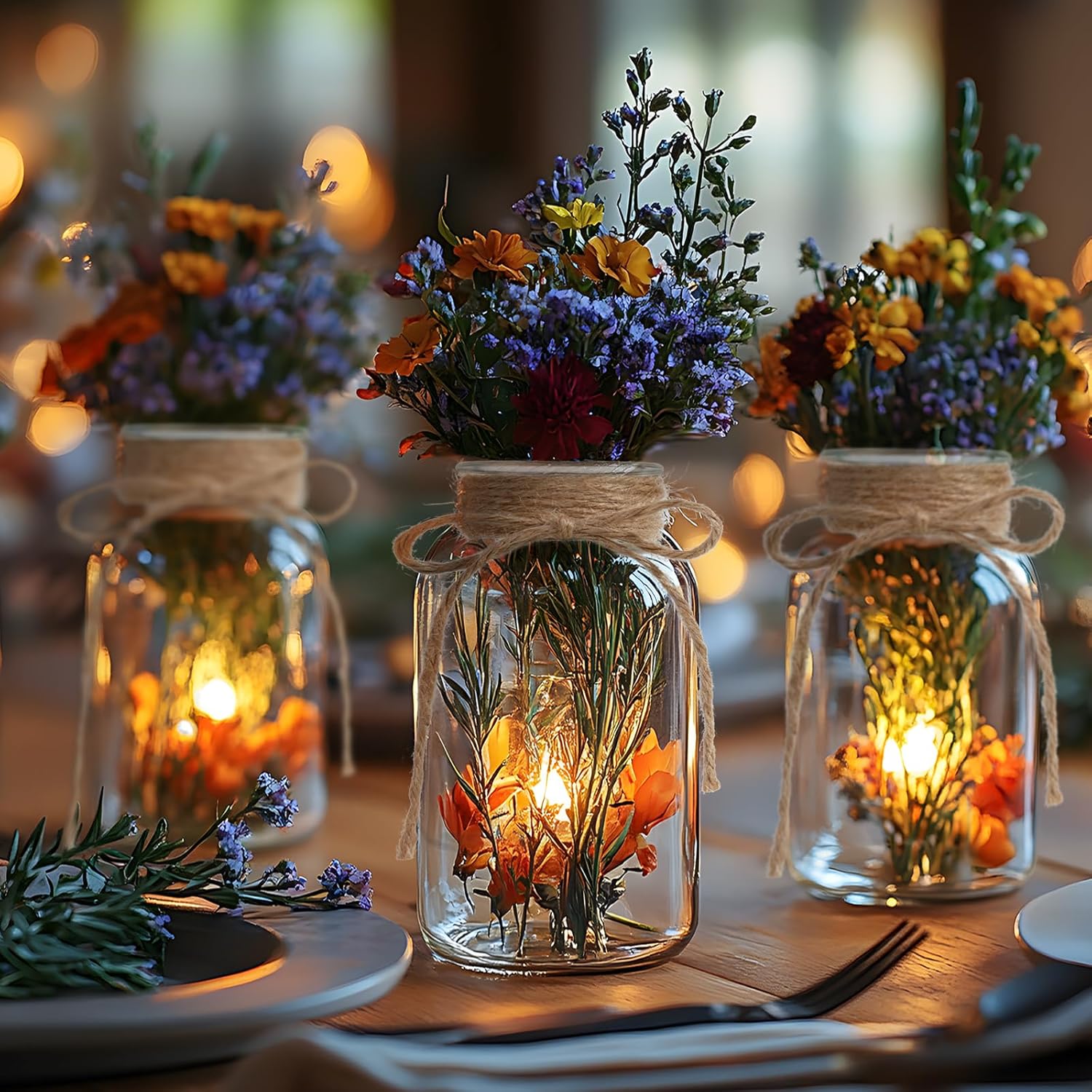 Vintage Glass Vases for Flowers, Set of 3 Clear Vases for Farmhouse Wedding Centerpiece Cylinder Bottle for Reception Table Decoration Home Decor Floral Arrangements - Image 7