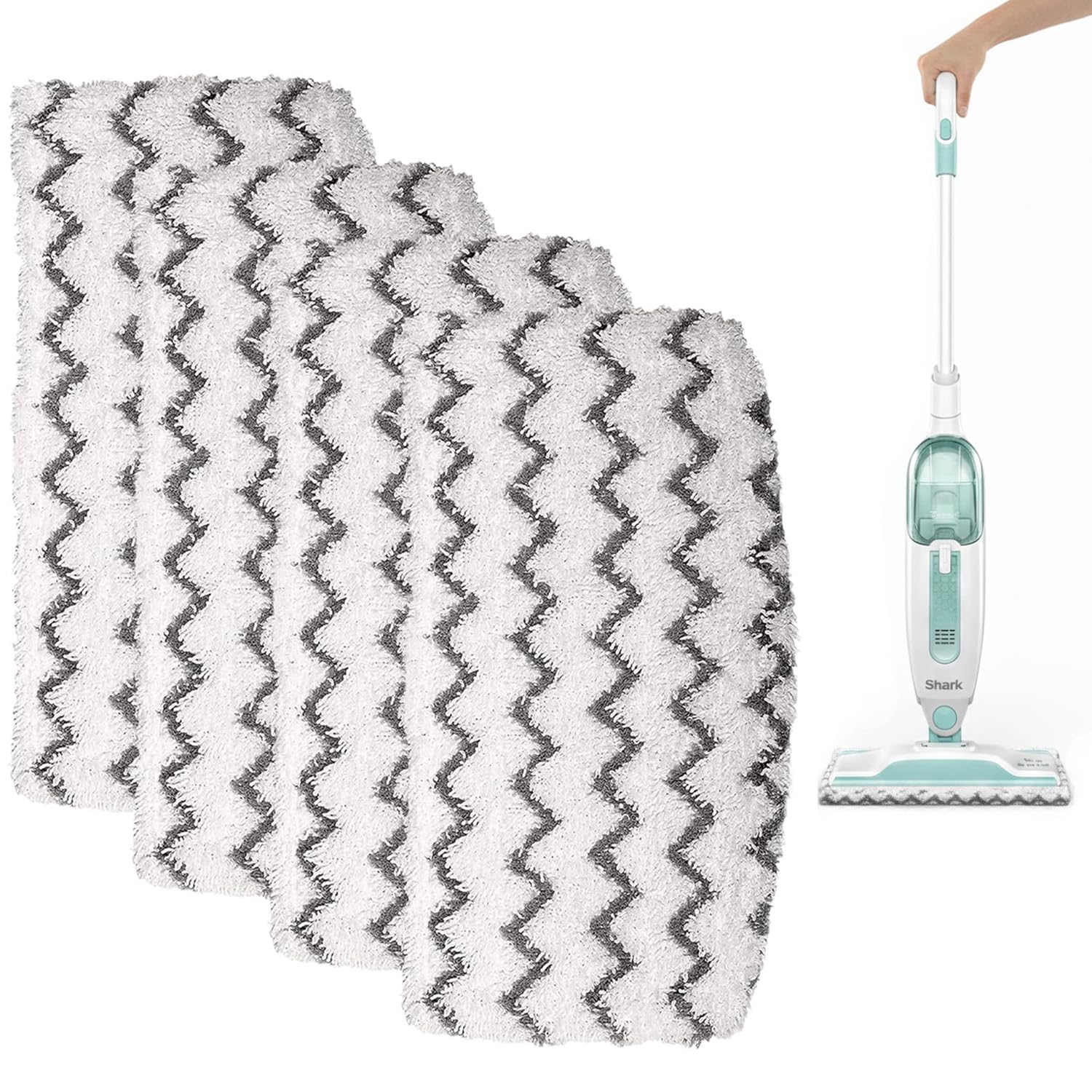 Tweozek Grey 4Pcs Steam Mop Pads For Shark Steam Mop S1000uk, Washable Steam Mops Replacement Pads, Compatible With Shark Steams Pad S1000, S1000a, S1000c, M11, And D01, Dirt Grip Absorbing Refill