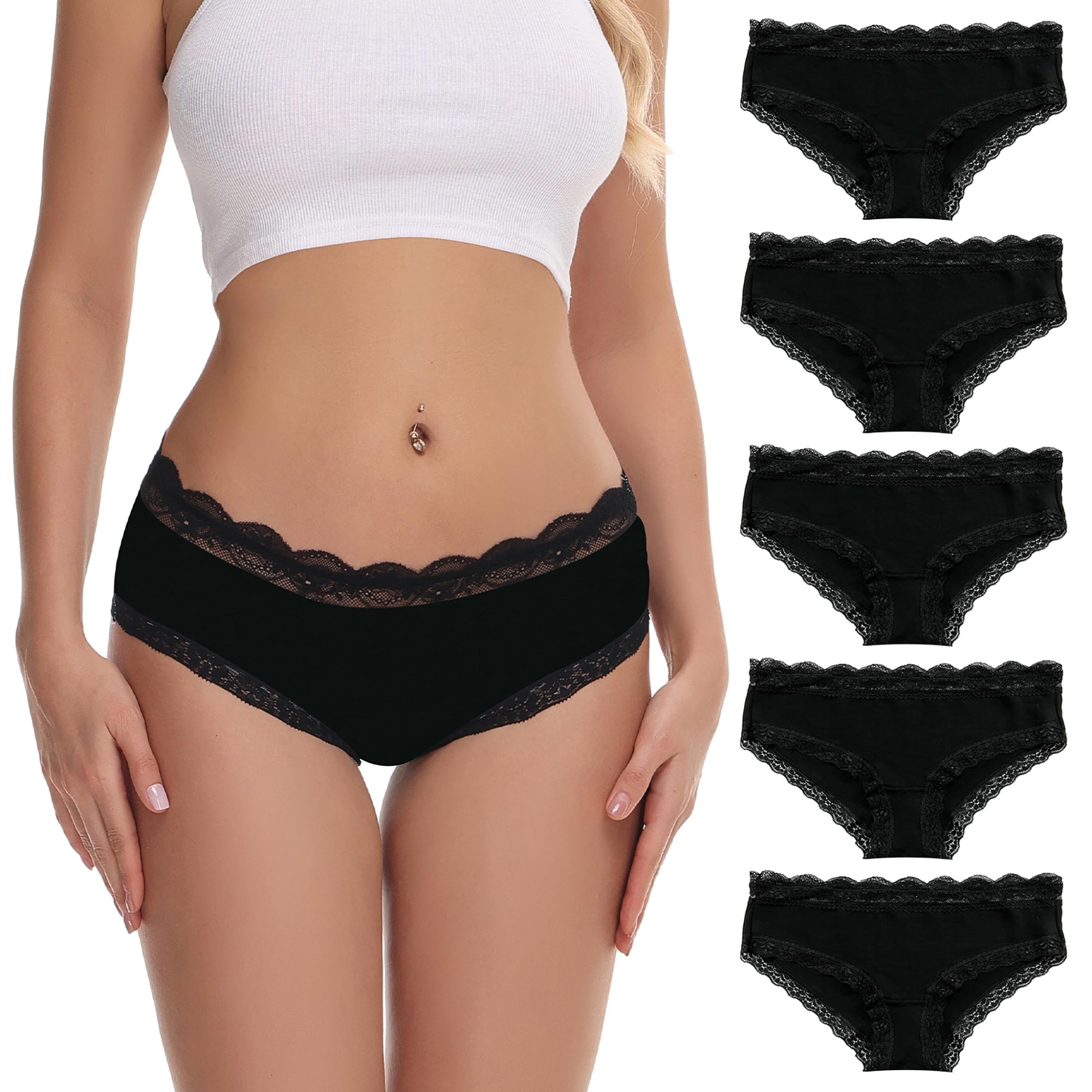 LYYTHAVON Women's Cotton Underwear Ladies Panties Full Coverage Briefs 5-Packs