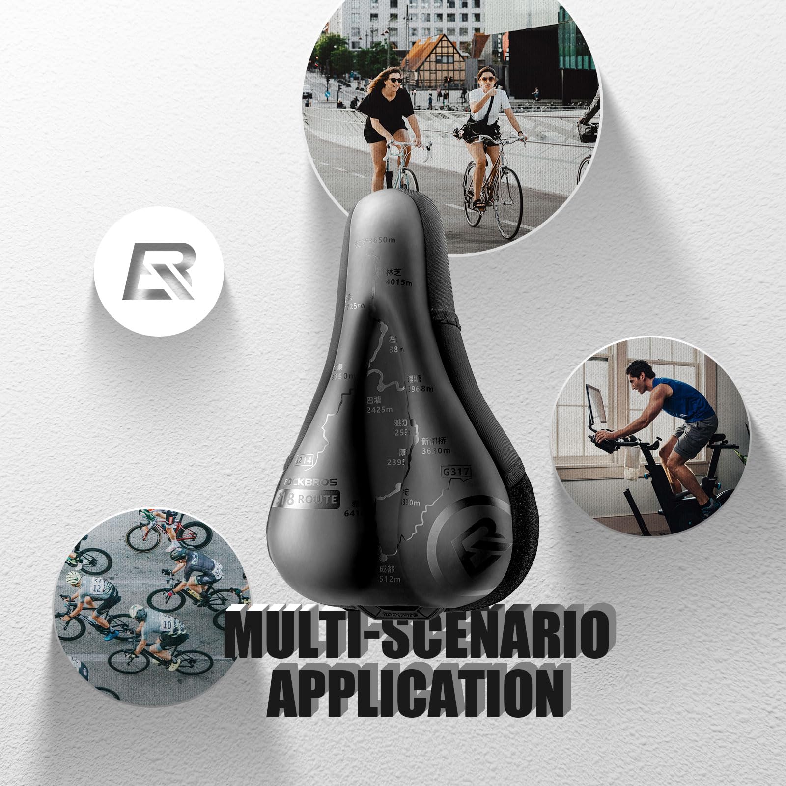 ROCKBROS Coprisella Bici, Coprisella Bici Morbido con Memory Foam e Gel, Copri Sella Ideale per MTB, Bici Gravel e da Corsa, Copertura Impermeabile in Regalo, Accessori da Ciclismo