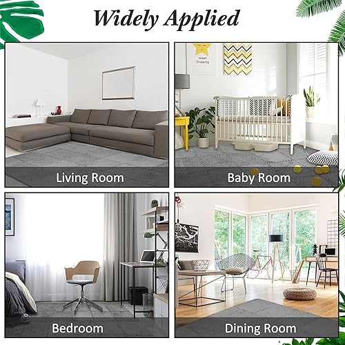 Miniatura 7 de Tapete de espuma entrelazado de rompecabezas de felpa, esponjoso, suave, mullido, para decoración del hogar, 12 x 12 pulgadas, cuadrados,