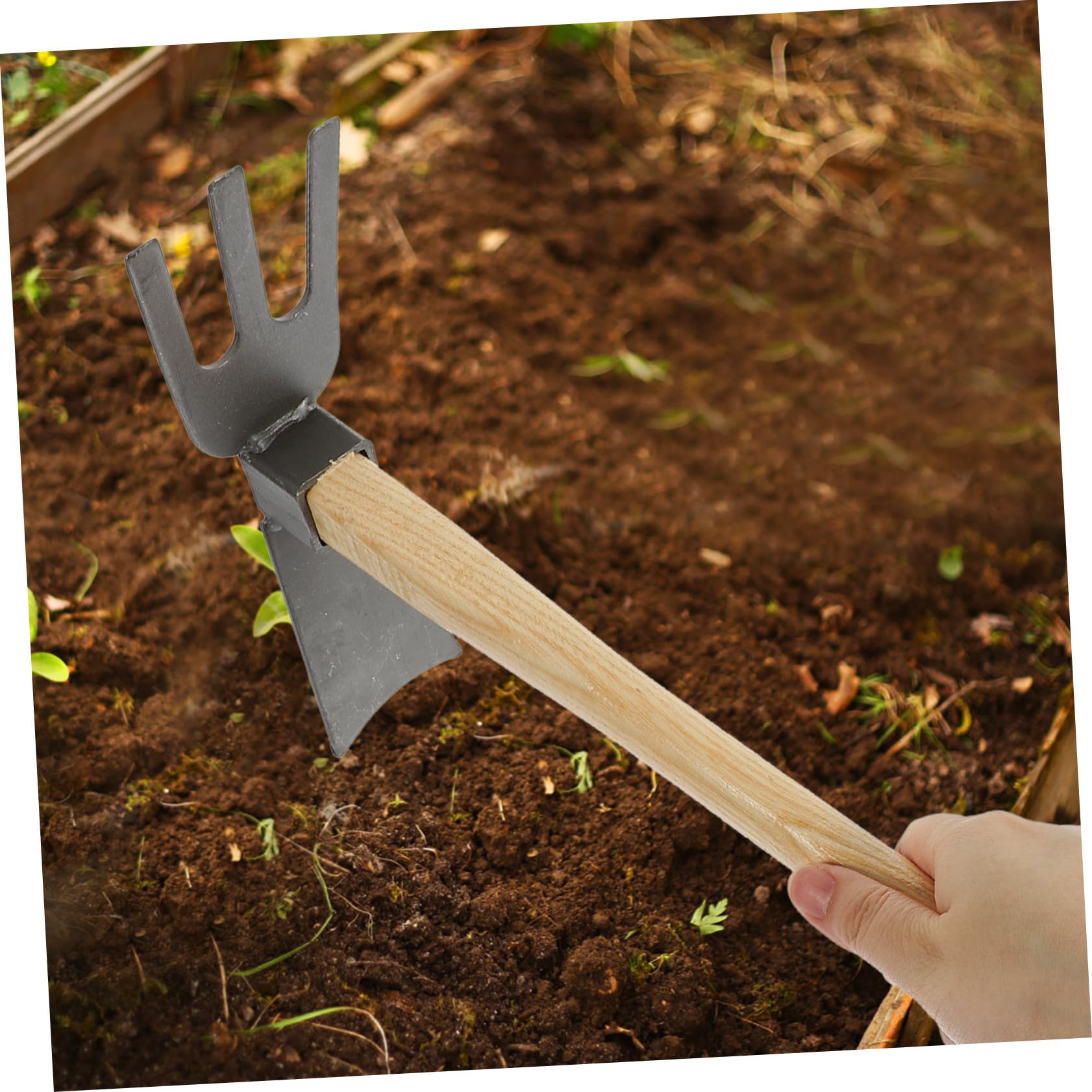 Abaodam 2pièces Petite Houe De Jardinage Acier Manganèse Et Bois Outil Léger pour Creuser Désherber Et Cultiver Légumes Et Fleurs Accessoire Pratique Et Portable pour Amateurs De Jardinage