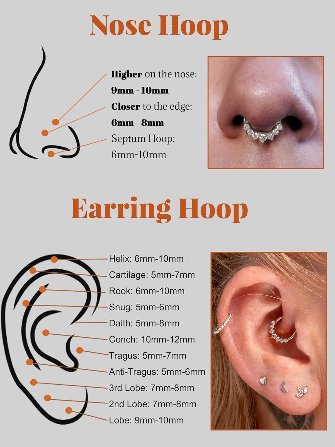 2pcs Septum Rings 16G Daith Piercing Jewelry Hypoallergenic Stainless Steel Nose Rings Hoops Silver Gold Septum Clicker Jewelry 8mm 10 mm - Image 6