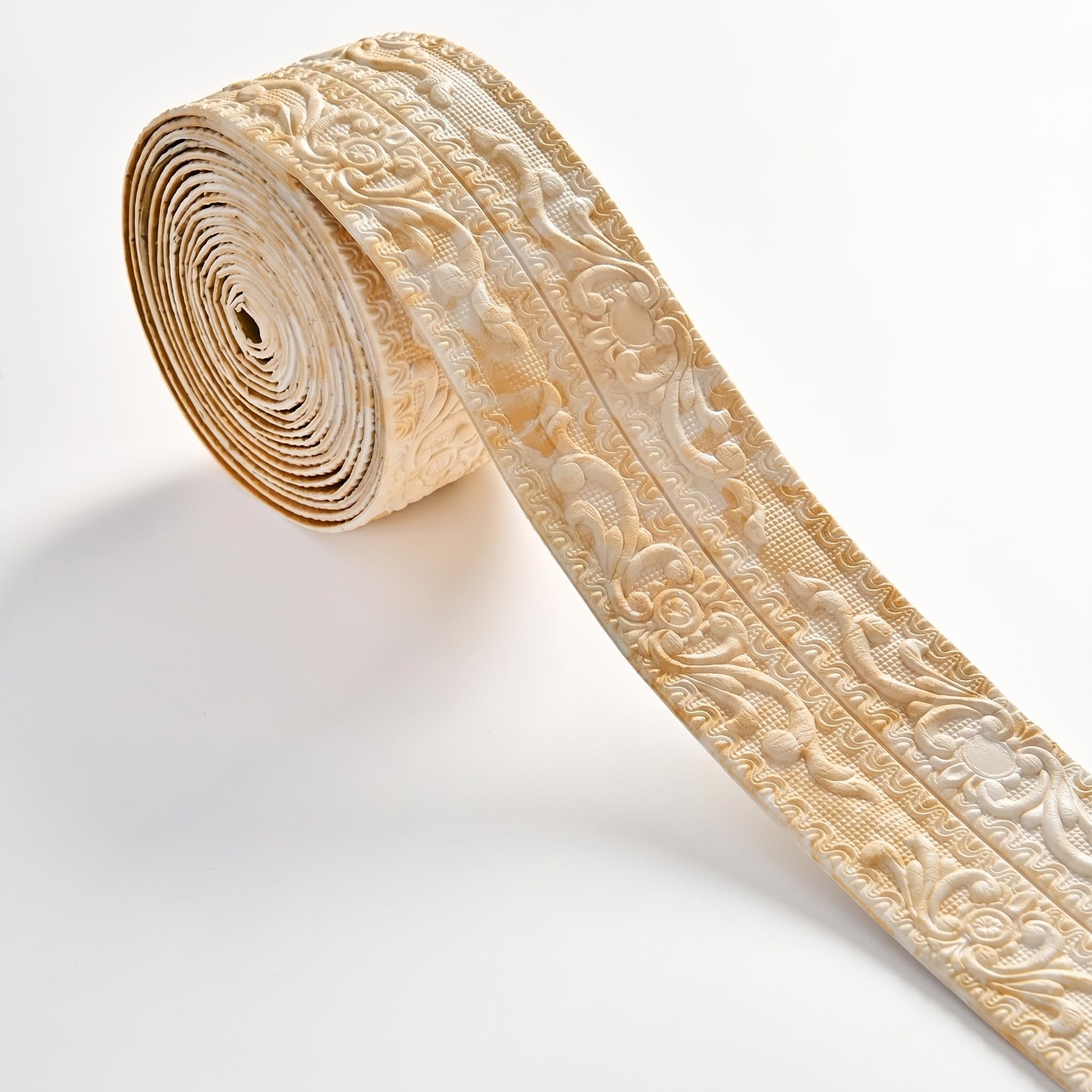 Guest Ruyunlai Yellowish White Self Adhesive 3D Foam Wall Trim Peel And Stick Wallpaper Border For Ceiling Crown Molding And Wall Skirting Baseboards 11Cm X 1000Cm