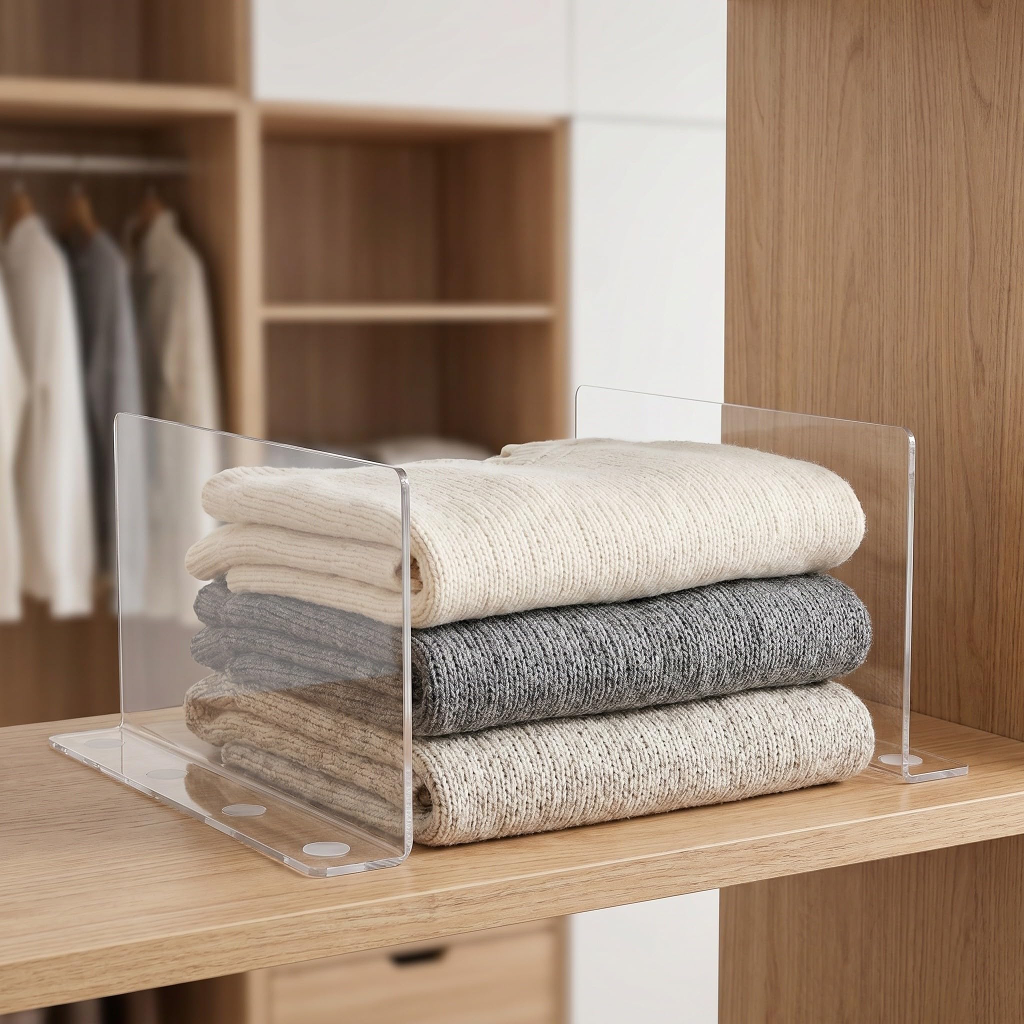 10 separadores de estantes para Bolsos, organizadores de Armario, organizadores de Almacenamiento de Bolsos de acrílico, separadores divisores de Armario para, Carteras, Ropa y suéteres de