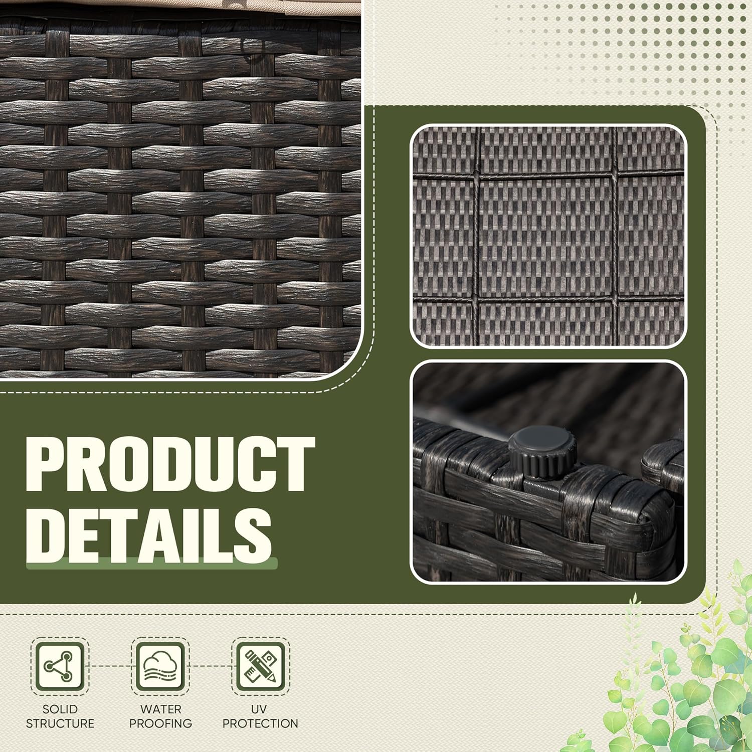 Greesum 2 Piece Patio Conversation Set Wicker Rattan Furniture Outdoor Sofa with Cushions,Pillows for Porch,Lawn and Yard, Beige