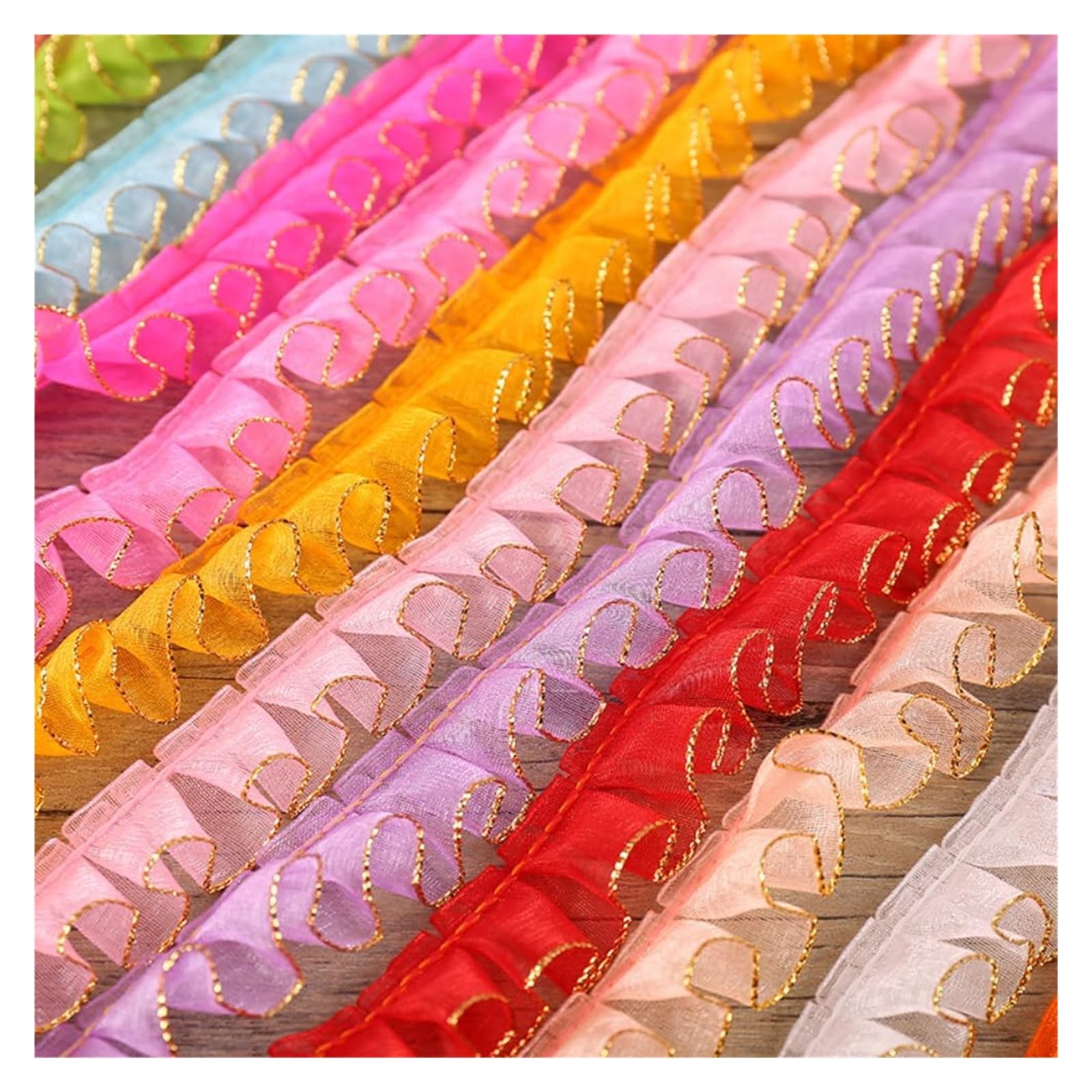 Koronkowe wykończenie, tkanina koronkowa, zebrana z jednej strony, marszczona koronka, elastyczna tkanina do szycia, na wesela, dekoracje, scrapbooking i pakowanie prezentów (niebieski)