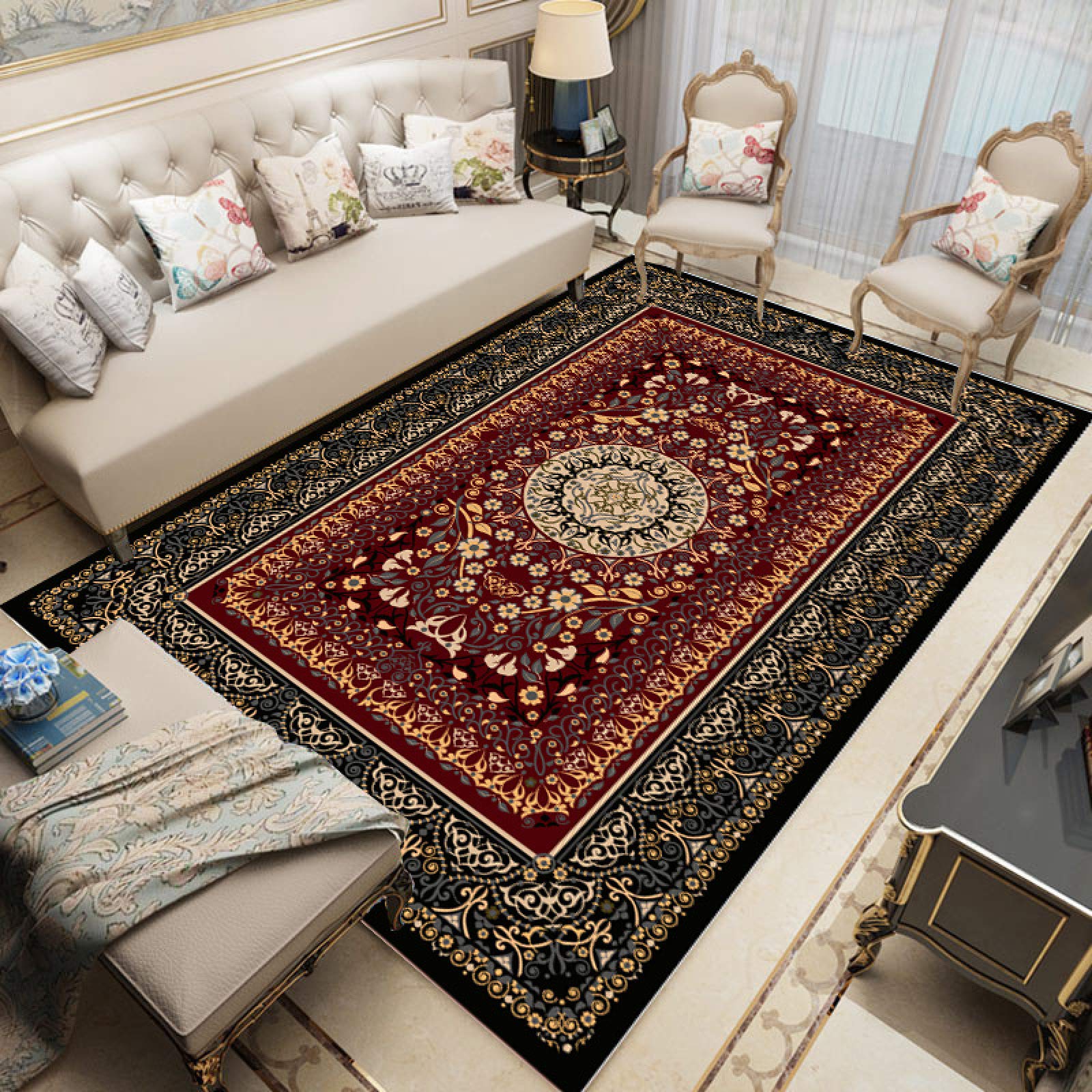 Tapis vintage pour salon lavable 200x300 antidérapant ethnique NF