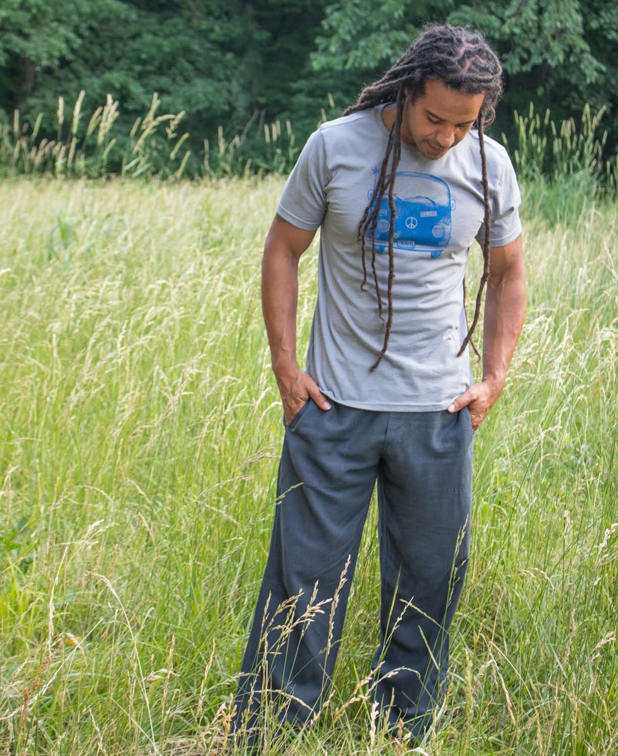 Soul Flower Men's Hemp Yoga Pants - Casual Unisex Lounge Bottoms with Pockets for Men and Women