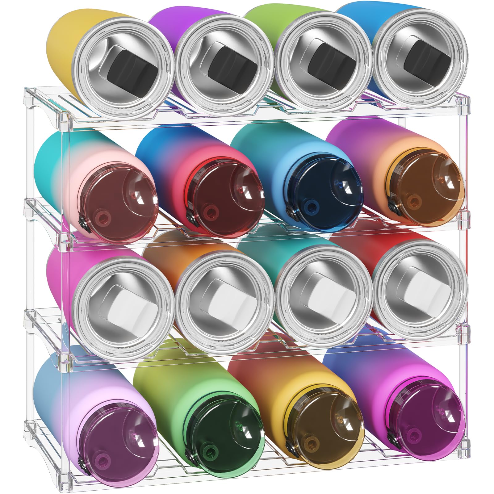 Lifewit Stackable Water Bottle Organizer, Clear Tumbler Holder for Cabinet