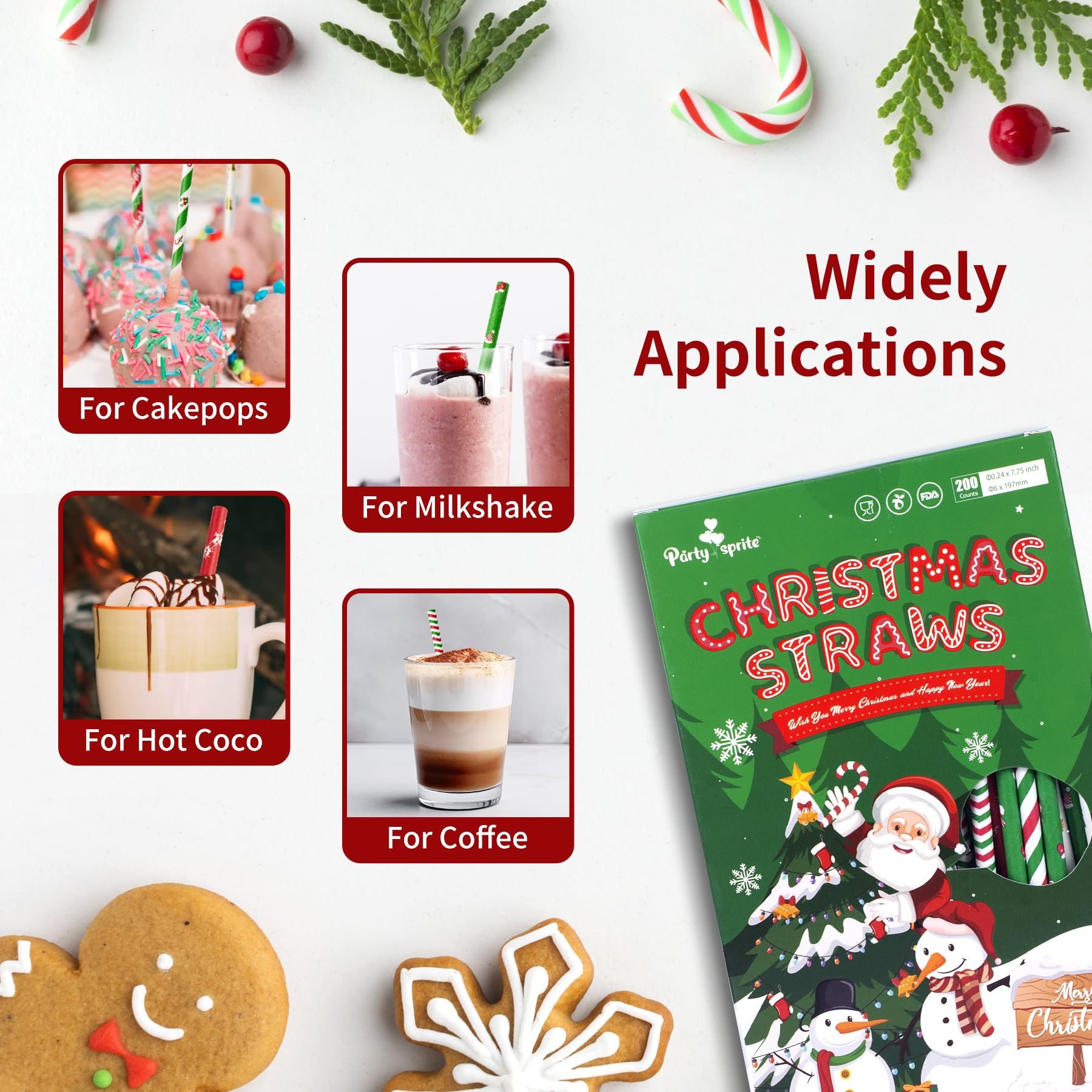 Christmas Paper Straws 10 Styles Red Green Gold Christmas Drinking Straws Snowflake Tree Decorations Straws for Christmas New Year - Image 4