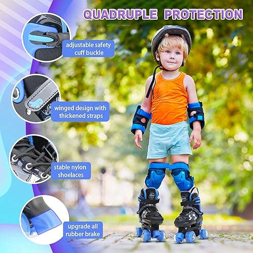 Miniatura 9 de Patines para niños de 3 a 12 años, patines para niños pequeños, 4 tamaños ajustables para principiantes