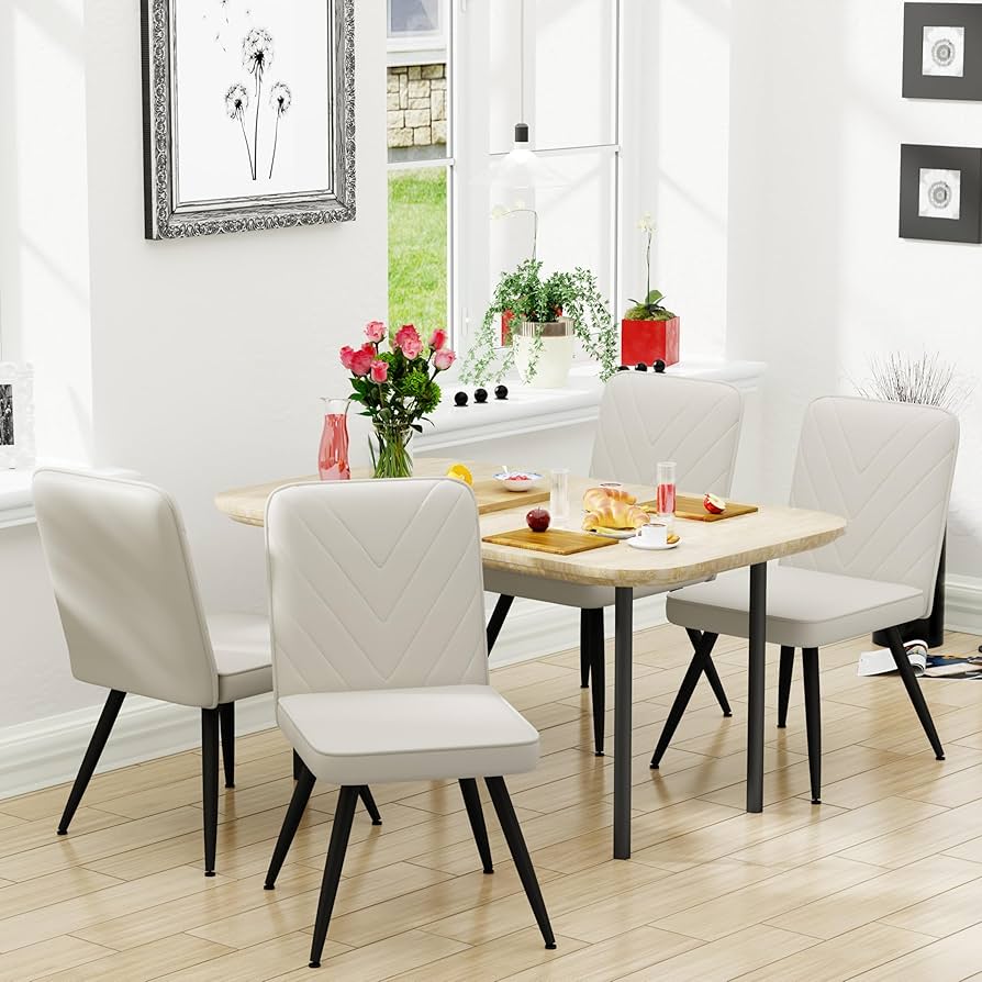ベランダチェアデザイナーズ Modern Dining Table chair Amazon.com - EALSON Modern Tufted Dining Chairs with Bench