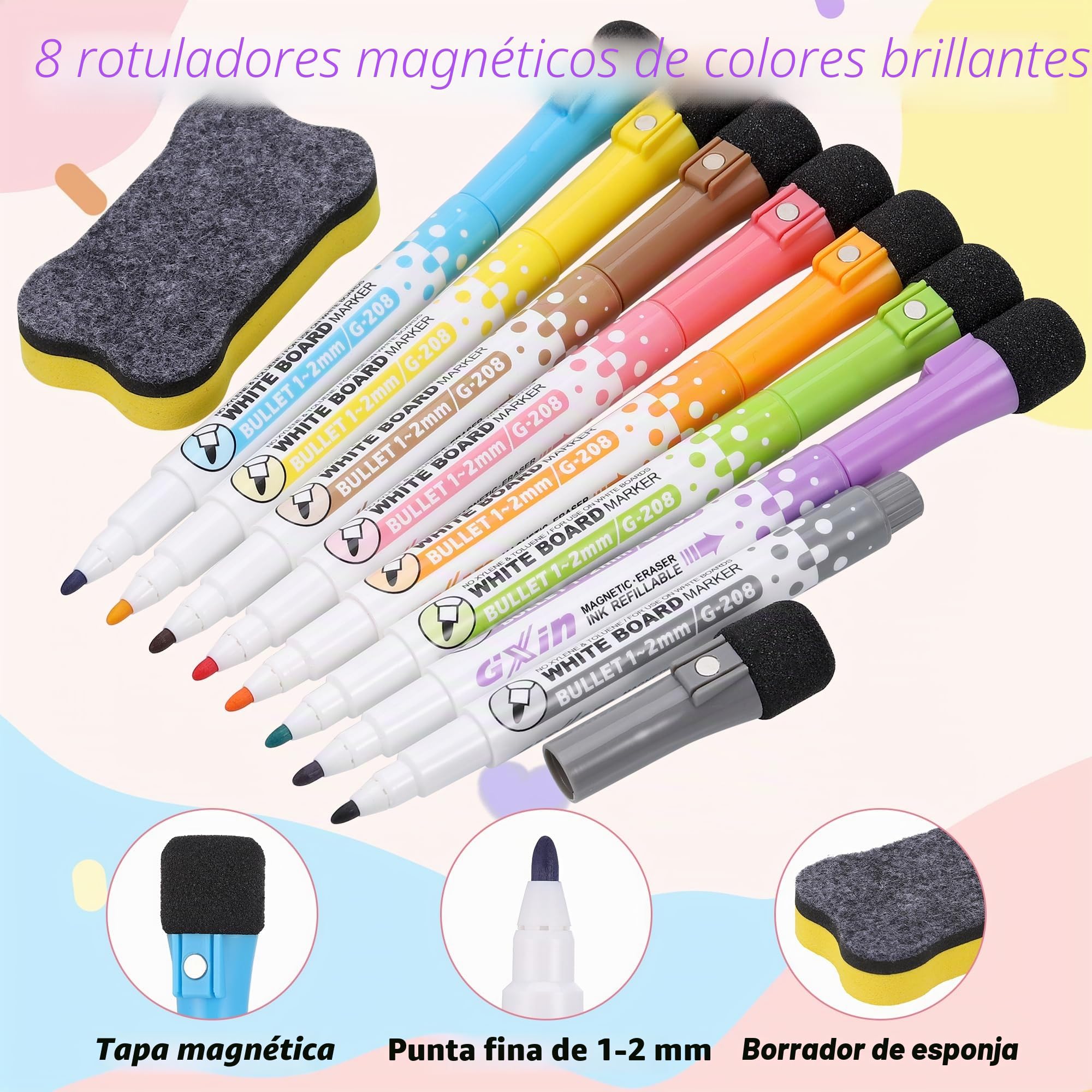 JIANTA Calendario Magnetico Nevera Mensual, 3 Planes Mensual, Semanal y Diario, Planificador Magnético Nevera, Pizarra Magnéticas Nevera, Planificador Semanal incluye 8 marcadores de borrado en seco