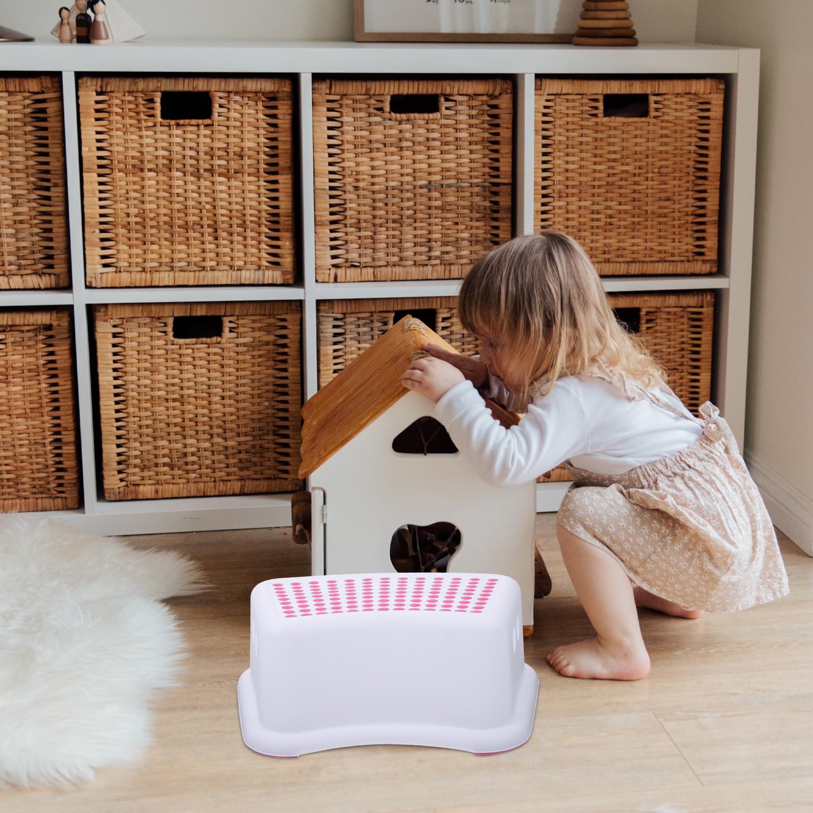 Totority Sgabello Resistente in Plastica per Bambini Antiscivolo Stabile Sicuro Portata Elevata da Bagno Ingresso
