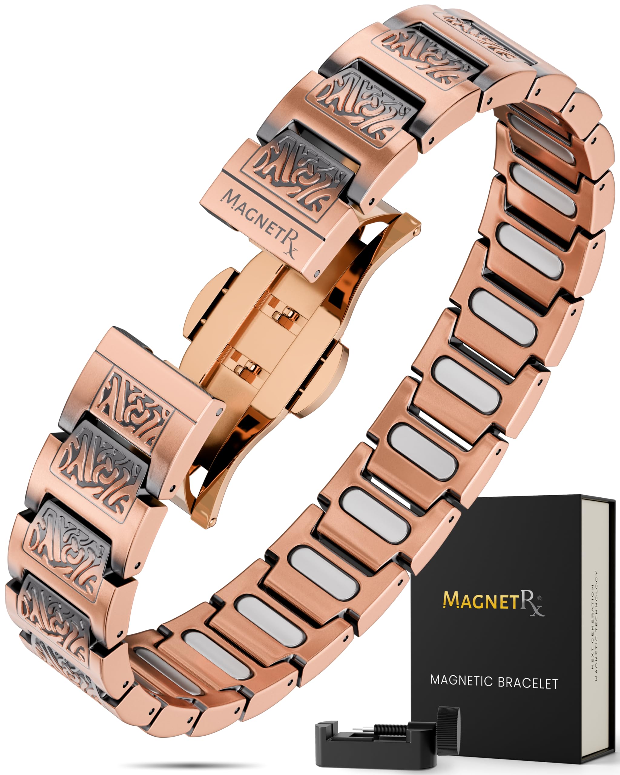 MagnetRX® EllipseMAX 5X Strength Magnetic Copper Bracelet for Men (Viking)