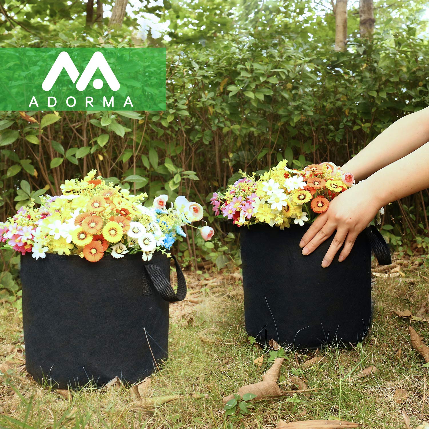 20 bolsas de cultivo de 3 galones, macetas de tela de aireación resistente con asas, 300 g de espesor, macetas no tejidas para plantas, verduras y flores