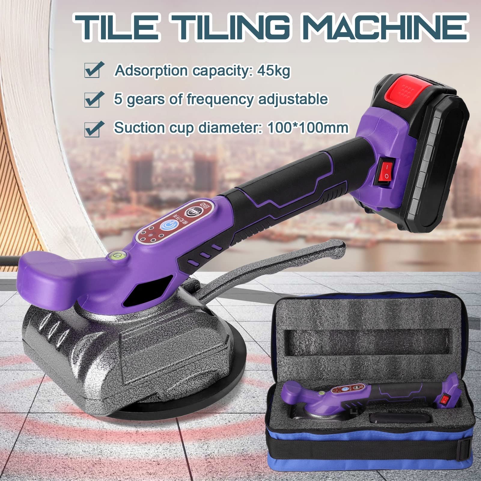 Máquina vibratoria para azulejos Vibrador de baldosas Máquina de colocación de baldosas 45 kg Máquina de yeso de baldosas de suelo Colocación de baldosas Herramienta de nivelación de vibrador de suelo