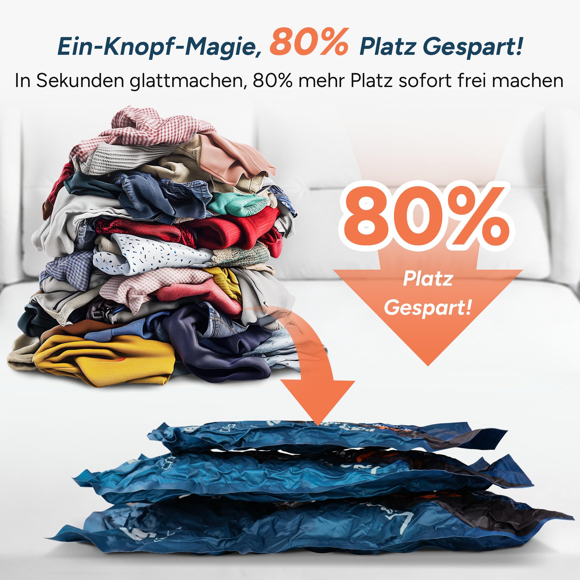 travel inspira 9x Vakuumbeutel für Kleidung mit Kabelloser Pumpe(3S+3M+3L) | Oxford 80% Platzsparend & Wiederverwendbar USB-C Aufladbare Pumpe 4500 Pa Vielseitig Doppelreißverschluss Für Koffer 20"-34"
