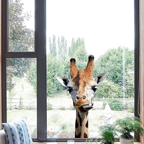 Miniatura 2 de AHNNER Divertida calcomanía de pared de jirafa para despegar y pegar, divertida calcomanía de regalo para amigos y niños, decoración divertida de