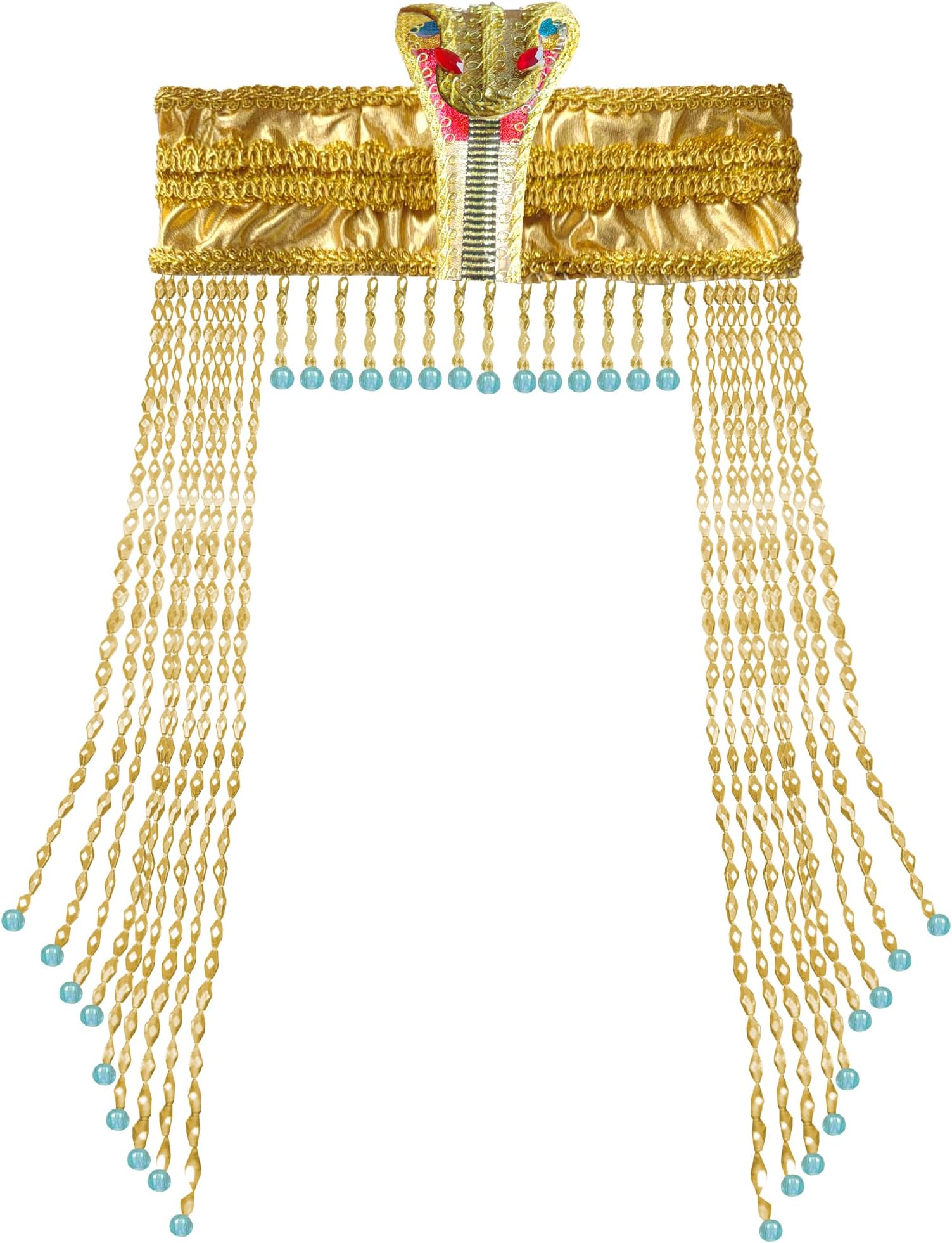Cleopatra Headpiece Egyptian Headpiece for Women Egyptian Costume Accessories Beaded Headdress Cleopatra Costume Hat Cleopatra's Headdress Jewelry for Cosplay Party Carnival Halloween Gold Color