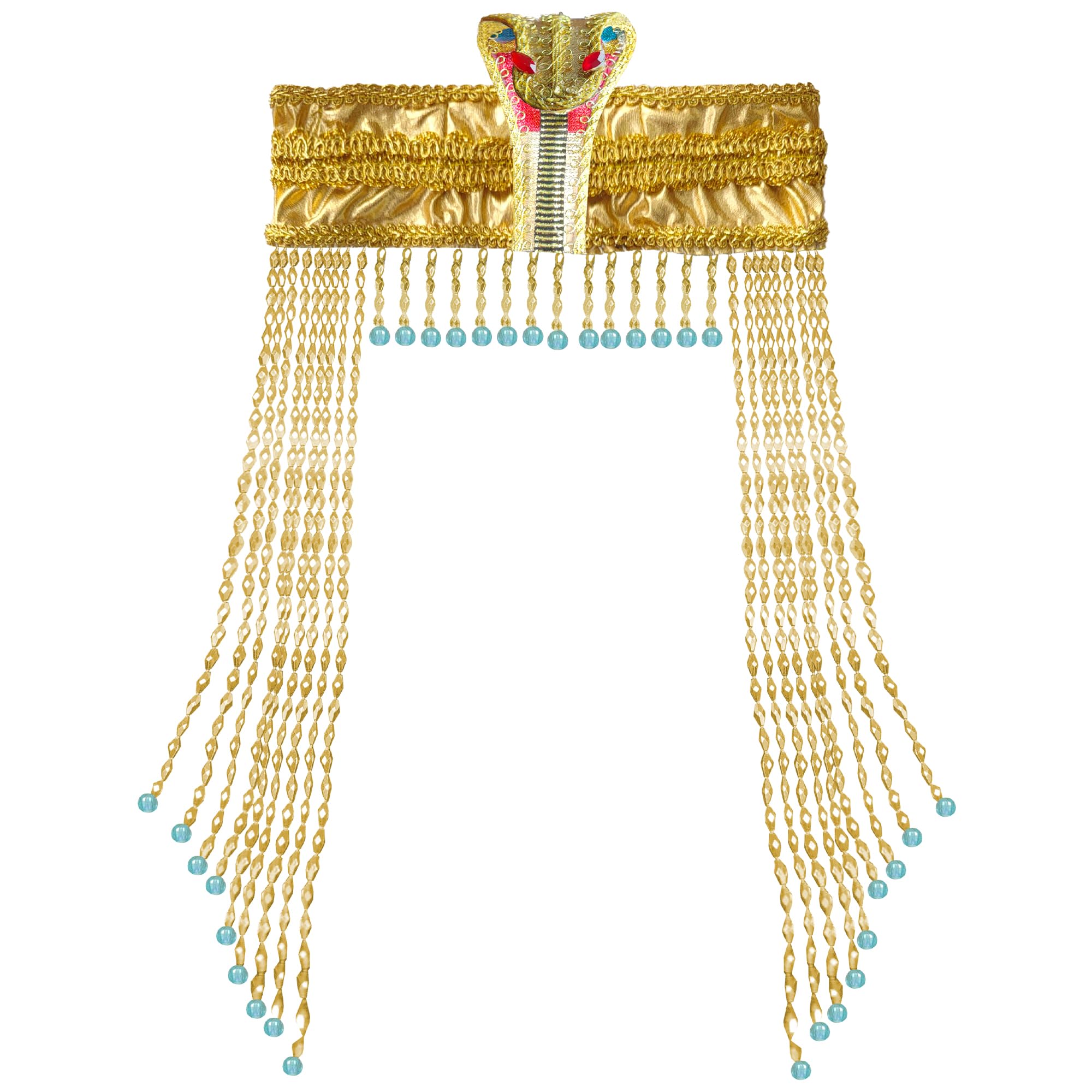 PEIQICHUCleopatra Headpiece Egyptian Headpiece for Women Egyptian Costume Accessories Beaded Headdress Cleopatra Costume Hat Cleopatra's Headdress Jewelry for Cosplay Party Carnival Halloween Gold Color