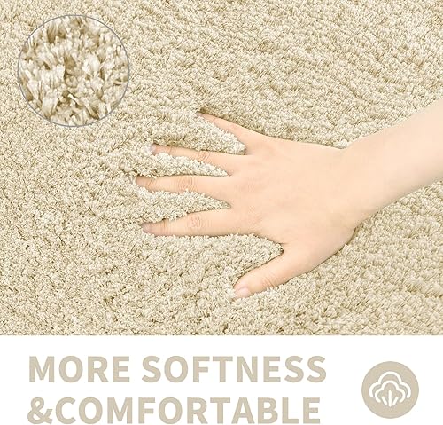 Miniatura 4 de Alfombra de baño beige de 47 x 24 pulgadas, antideslizantes, ultra suaves para baño, lavables, alfombras de microfibra de felpa para dormitorio,
