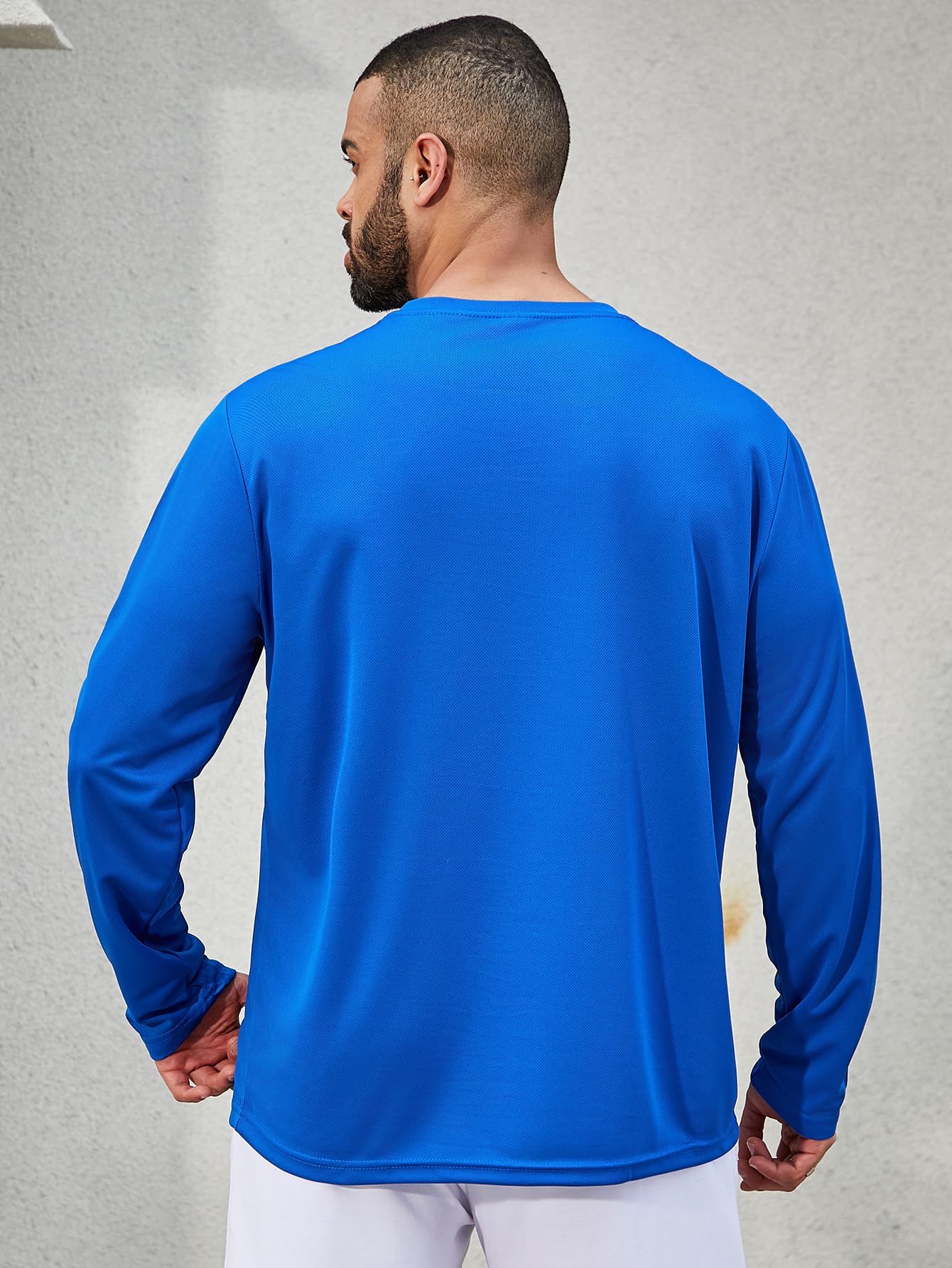 Facitisu Camiseta de manga larga para hombre, informal, cuello redondo, suave, para correr, natación, ciclismo, pesca