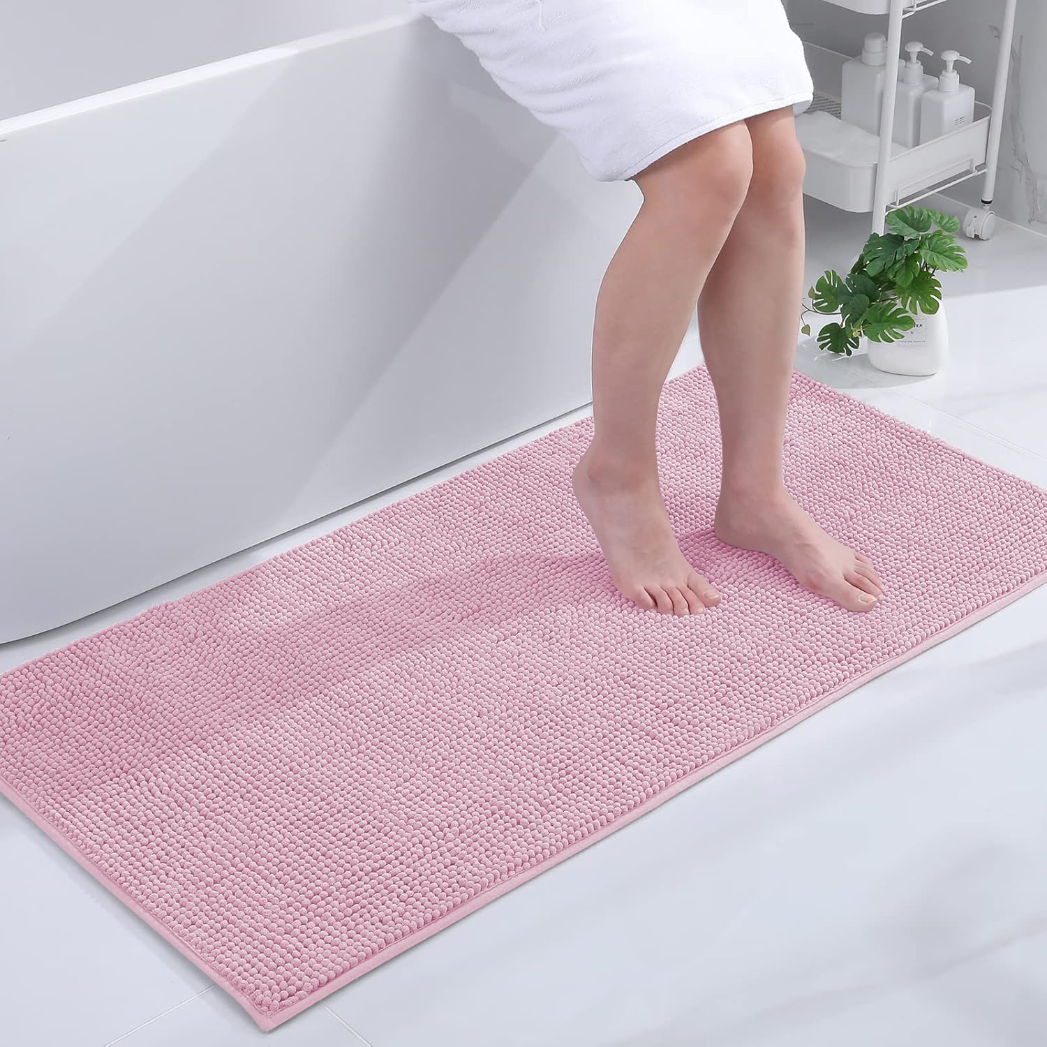 smiry Non Slip Chenille Bath Mat, Extra Soft Bathroom Mat, Super Absorbent Fluffy Bath Mats for Bathroom, Machine-Washable Quick Dry Bath Rug Foot Mat, 40 x 60 cm, Grey — view 29