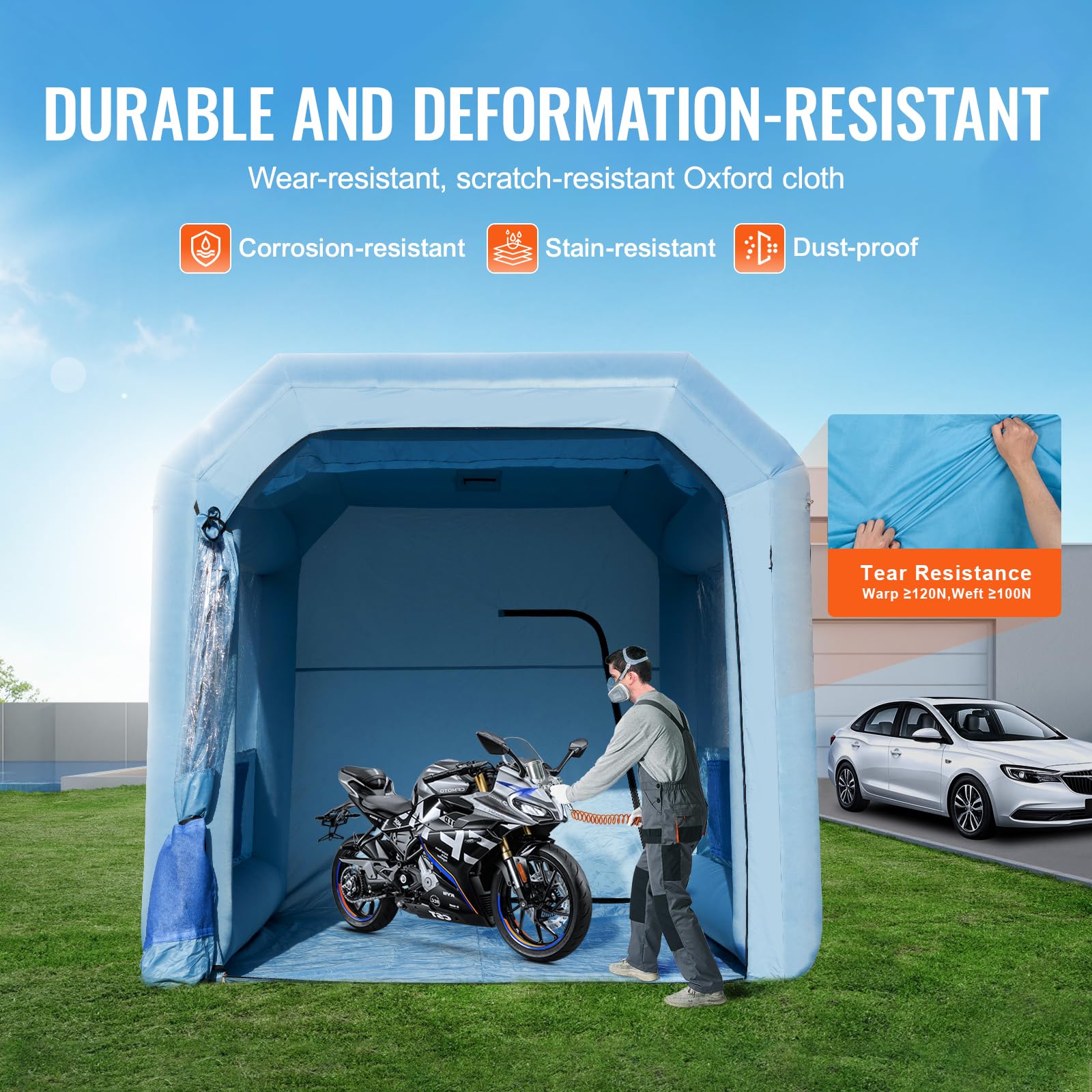 VEVOR Cabine de Peinture Gonflable 4x3x2,75 m, Tente Peinture Gonflable Automobile avec Souffleurs Puissants de 750 W et Système de Filtration, Station de Travail pour Pose de Peinture Atelier Garage