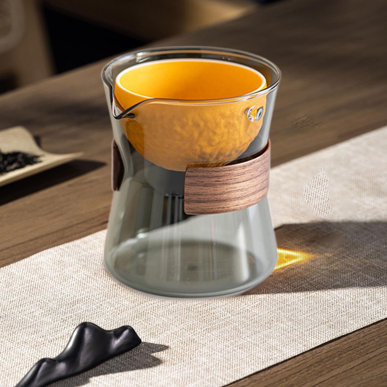 Tetera de Vidrio con en, Resistente Al, de Borosilicato, Transparente, para Té a Granel, Naranja Gris, tal como se describe